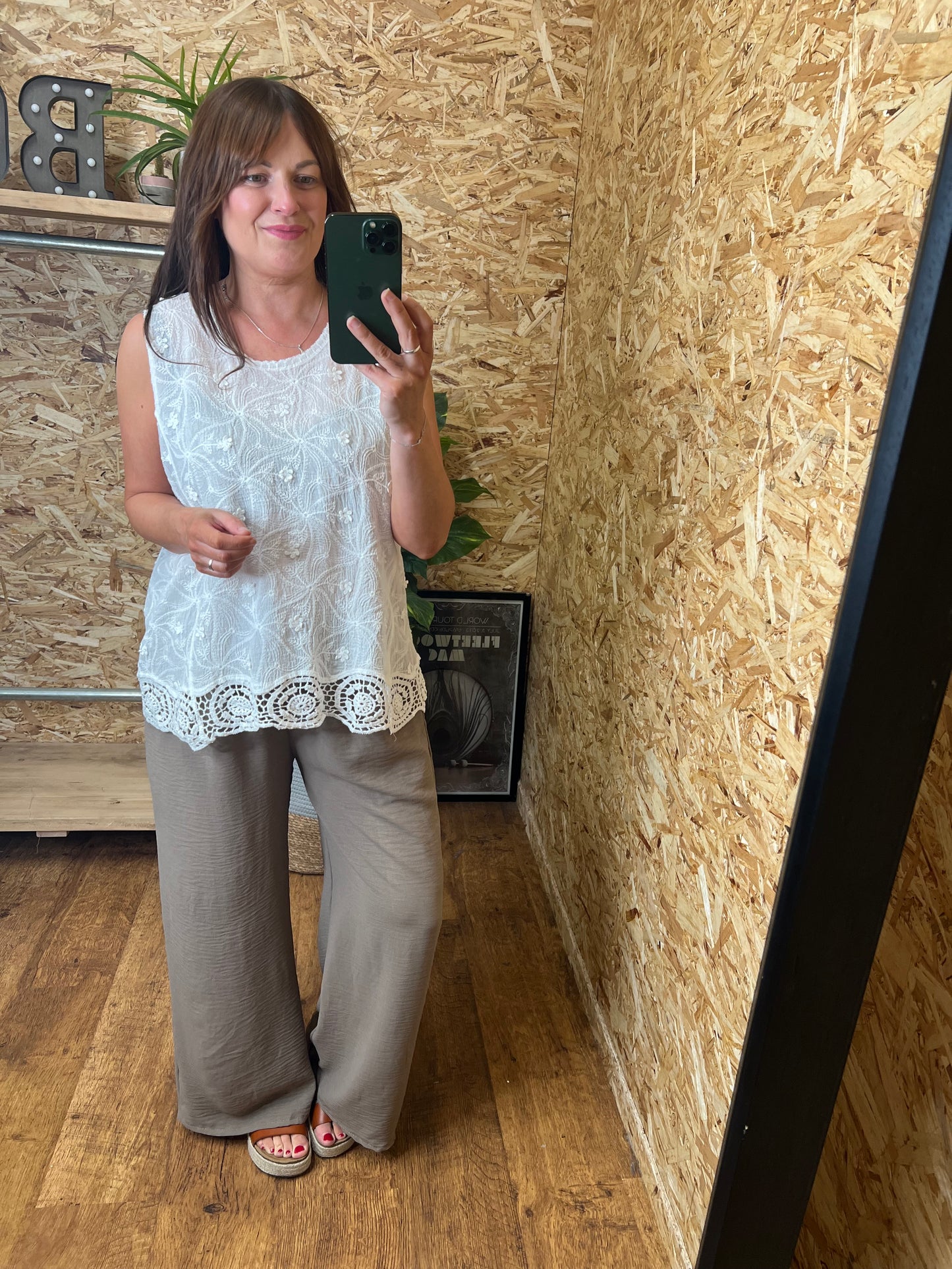 Crochet Trim Top White