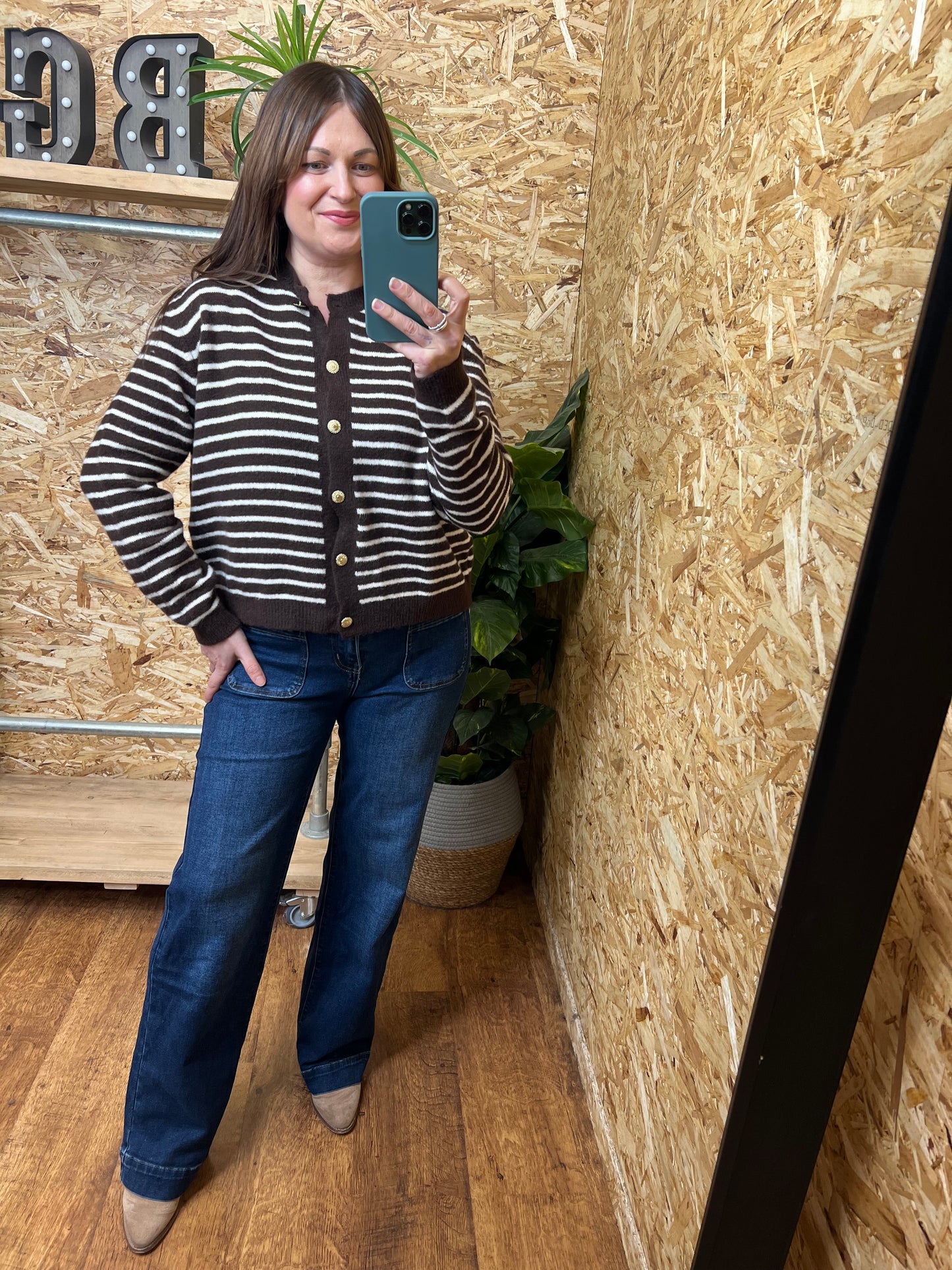 Stripe Gold Button Cardigan