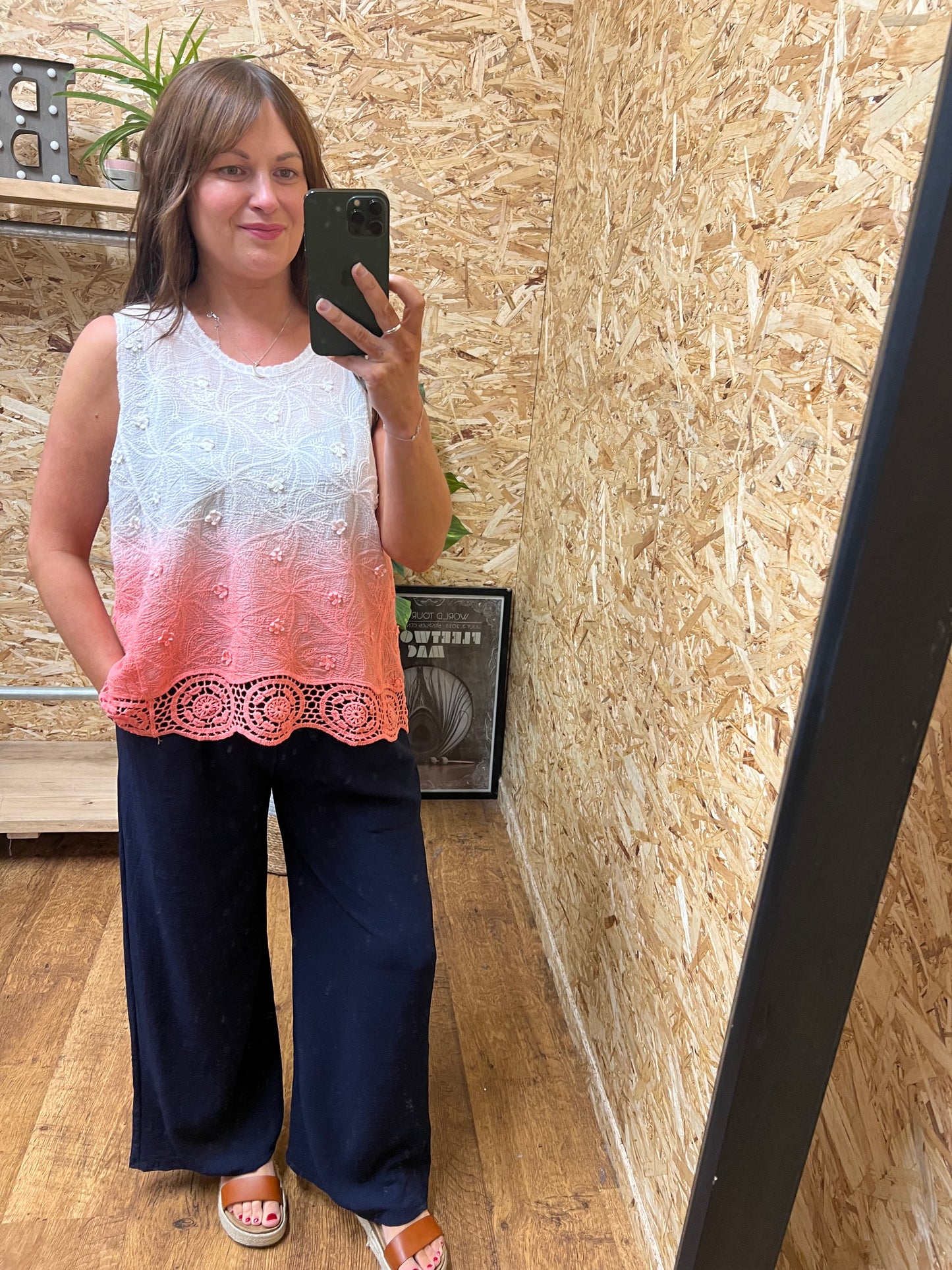 Ombre Crochet Top Coral