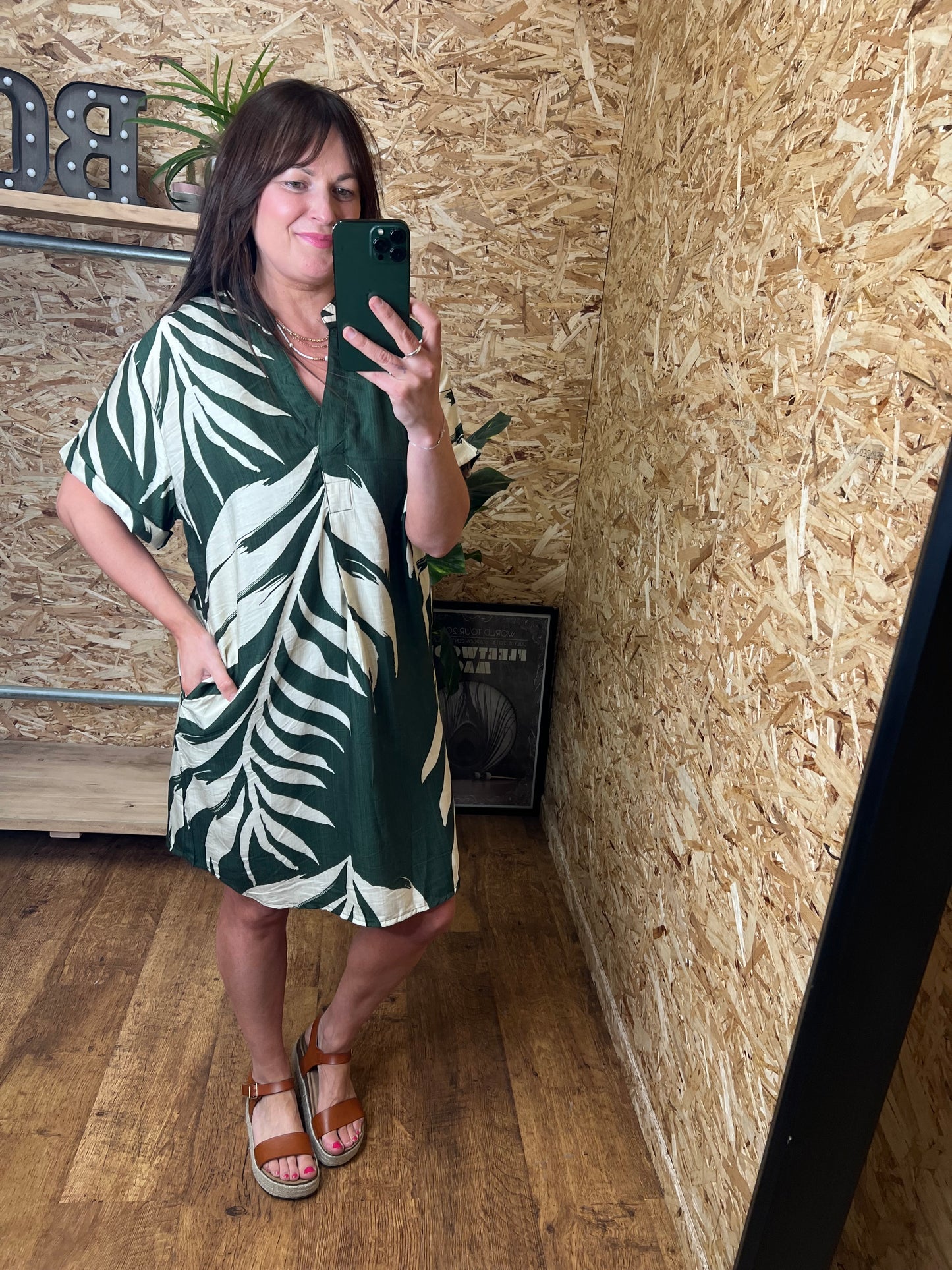 Palm Print Tunic Dress