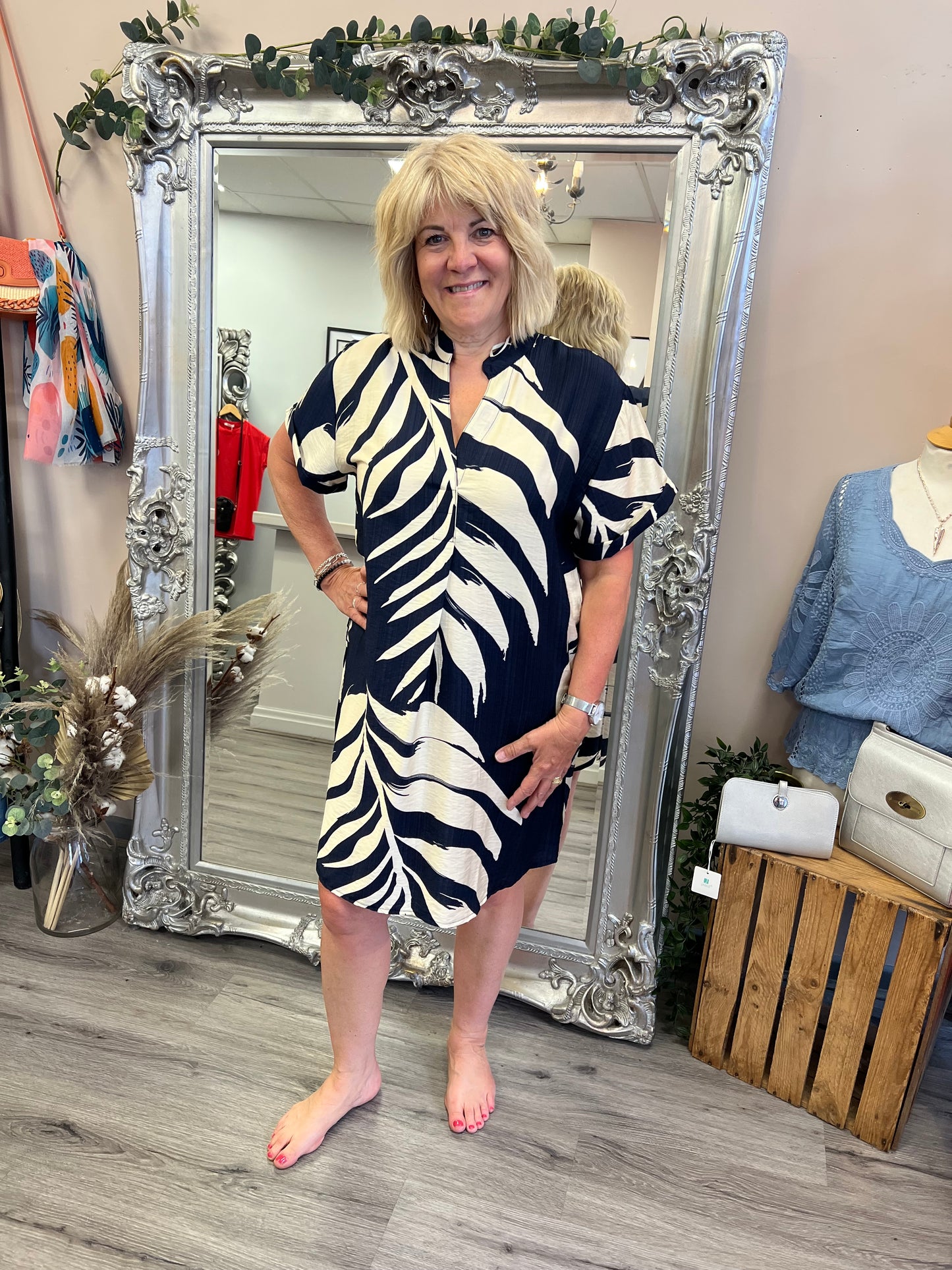 Palm Print Tunic Dress