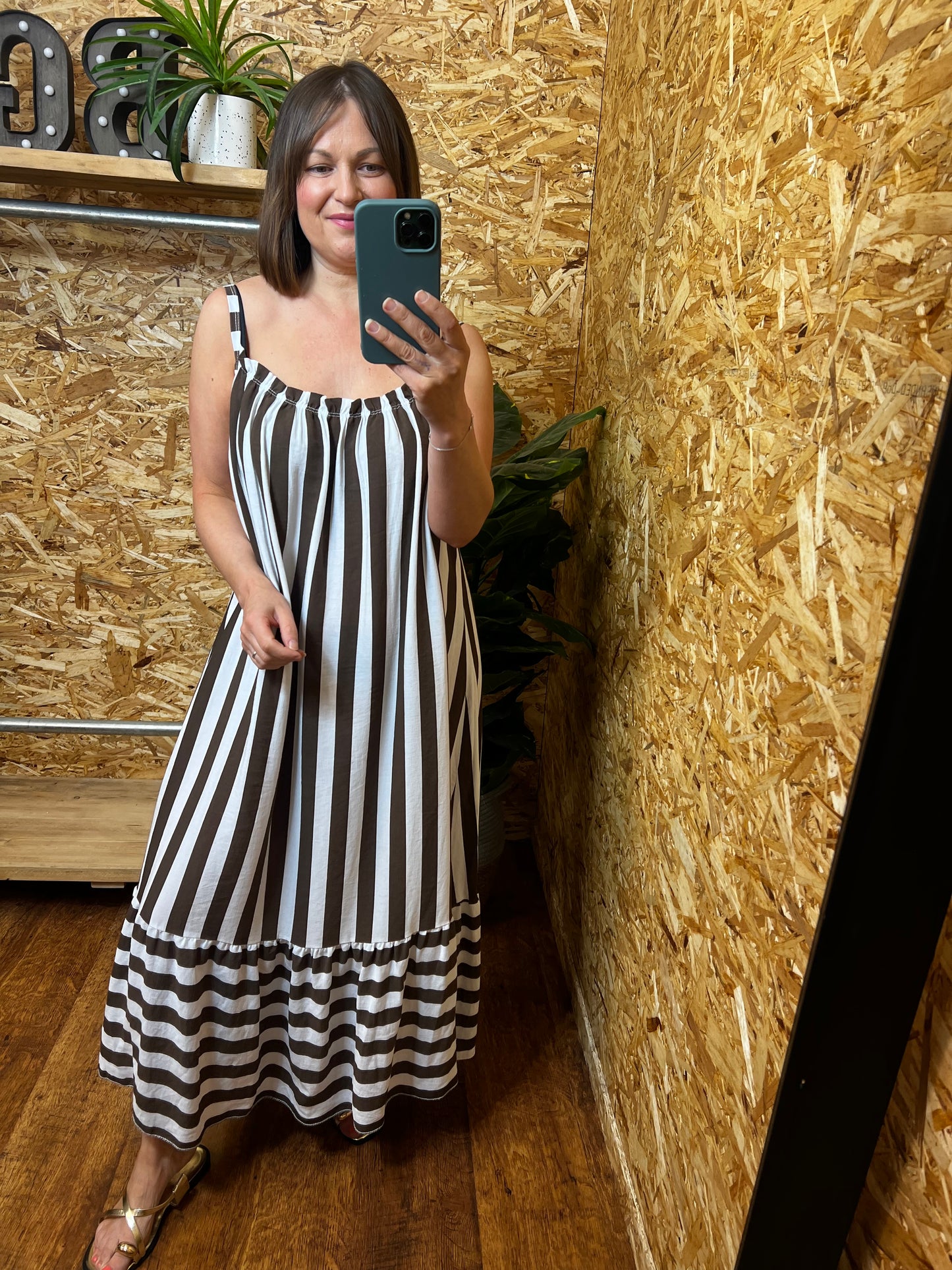 Stripe Maxi Dress - Chocolate