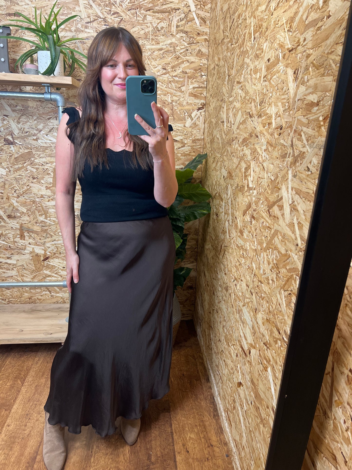 Chocolate Silk Mix Skirt