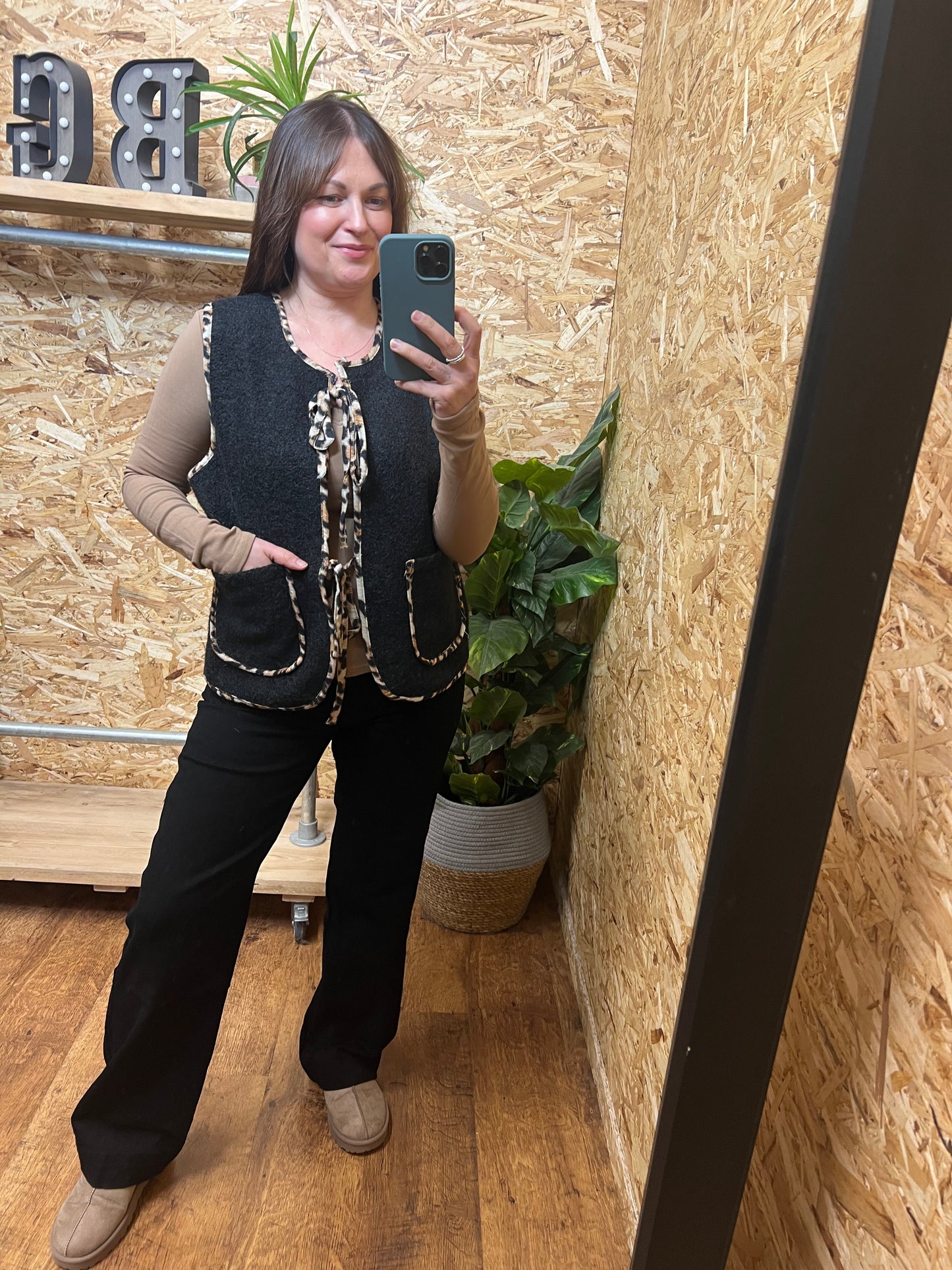 Leopard Trim Waistcoat