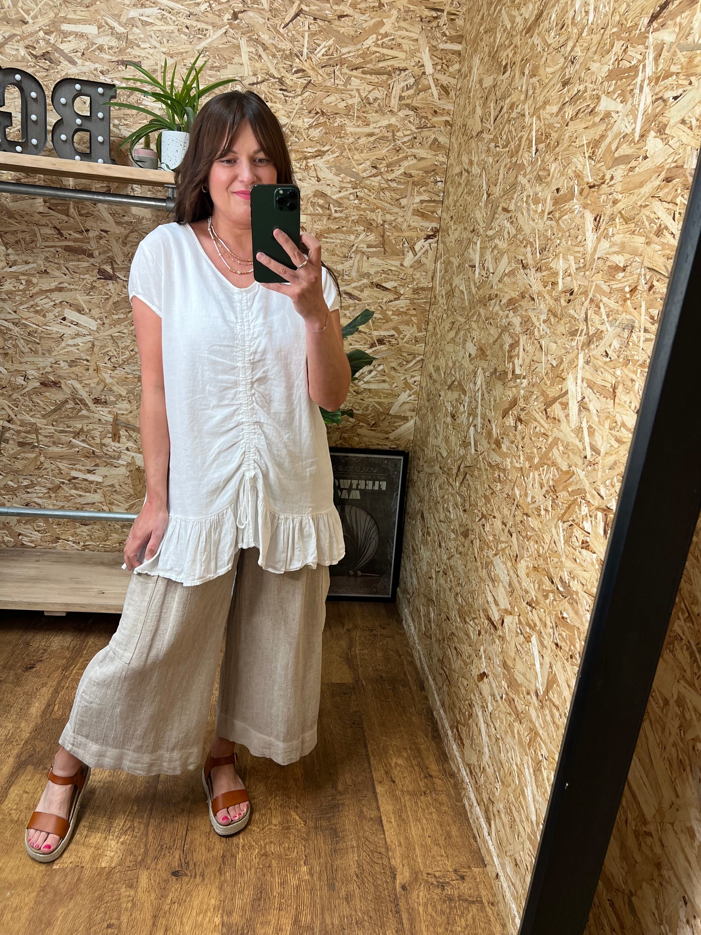 Ruched Front Linen Mix Top