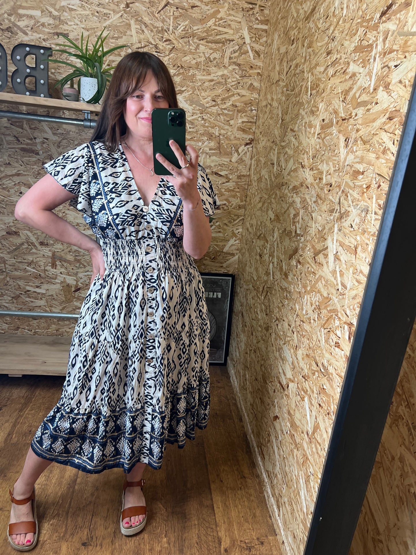 Aztec Print Midi Dress
