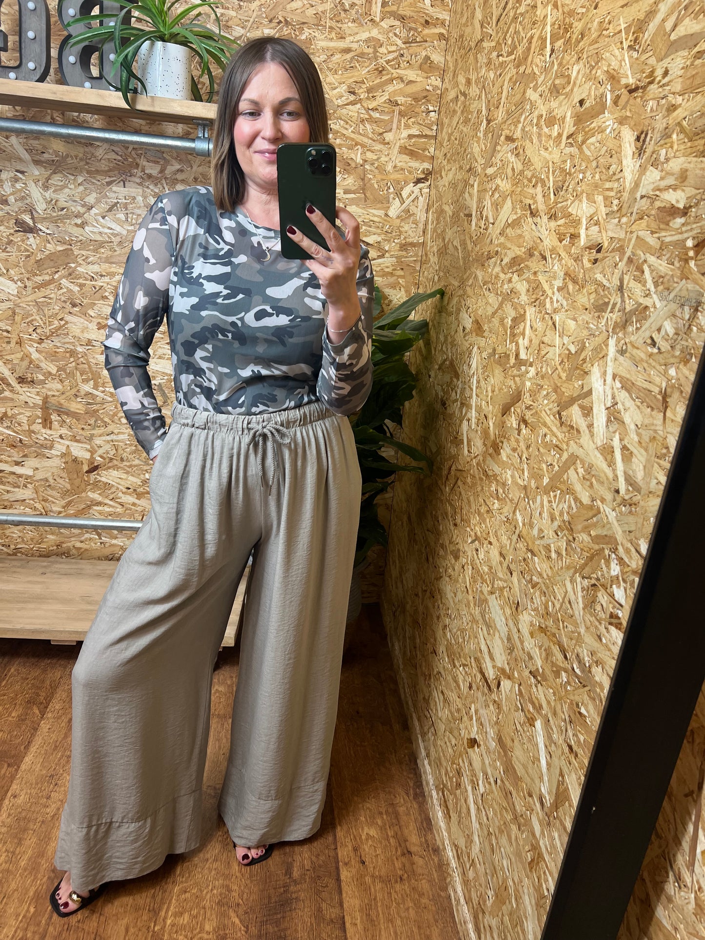 Camo Print Mesh Top
