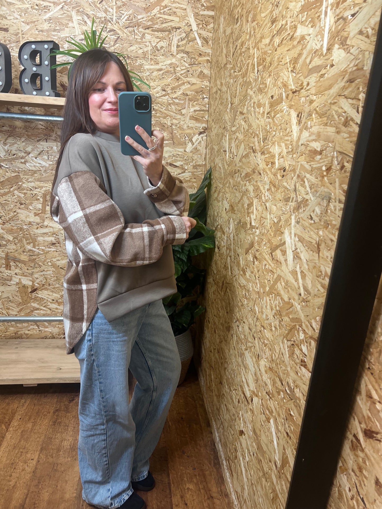 Checked Panel Sweatshirt