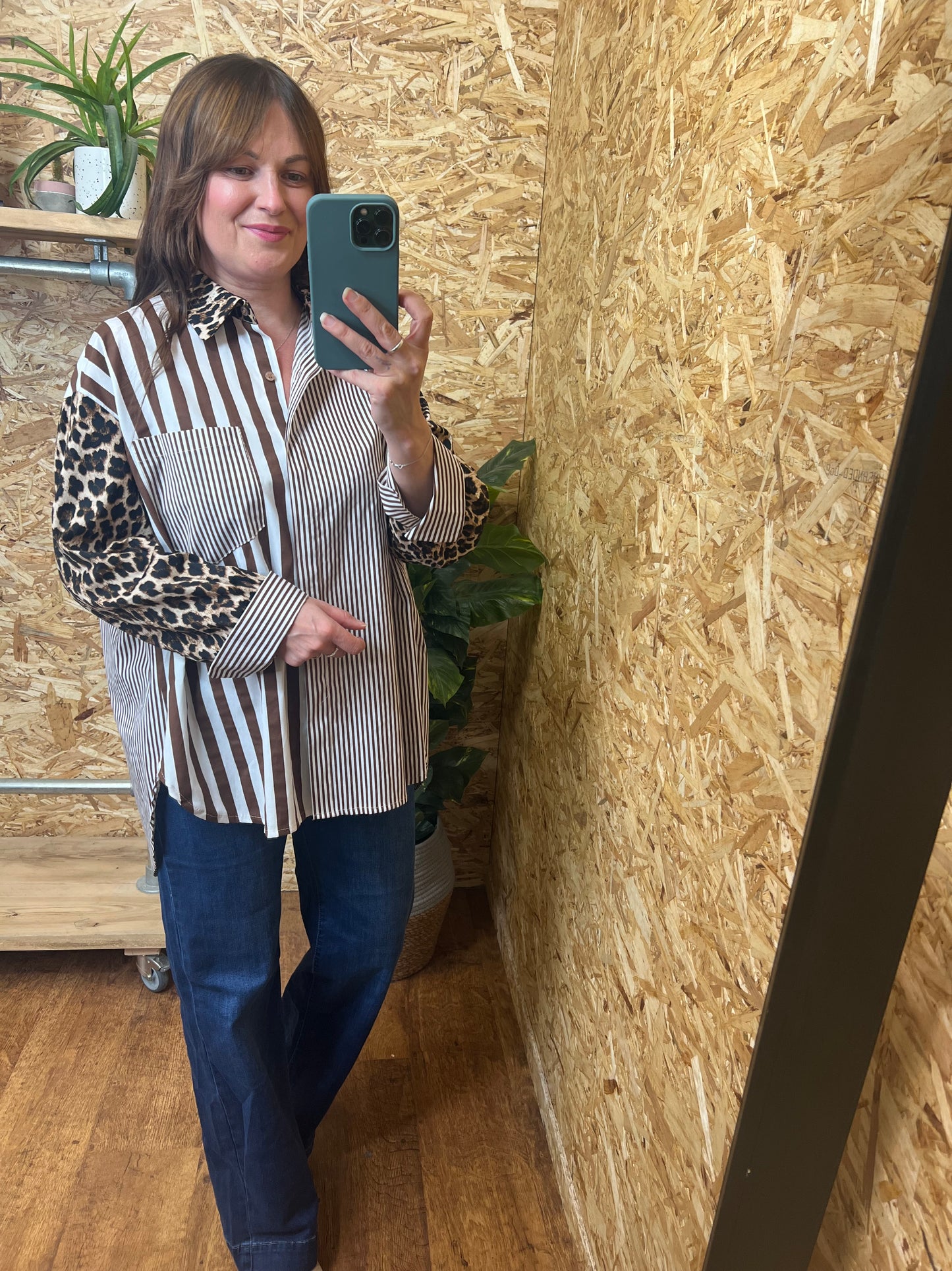 Oversized Leopard Stripe Shirt
