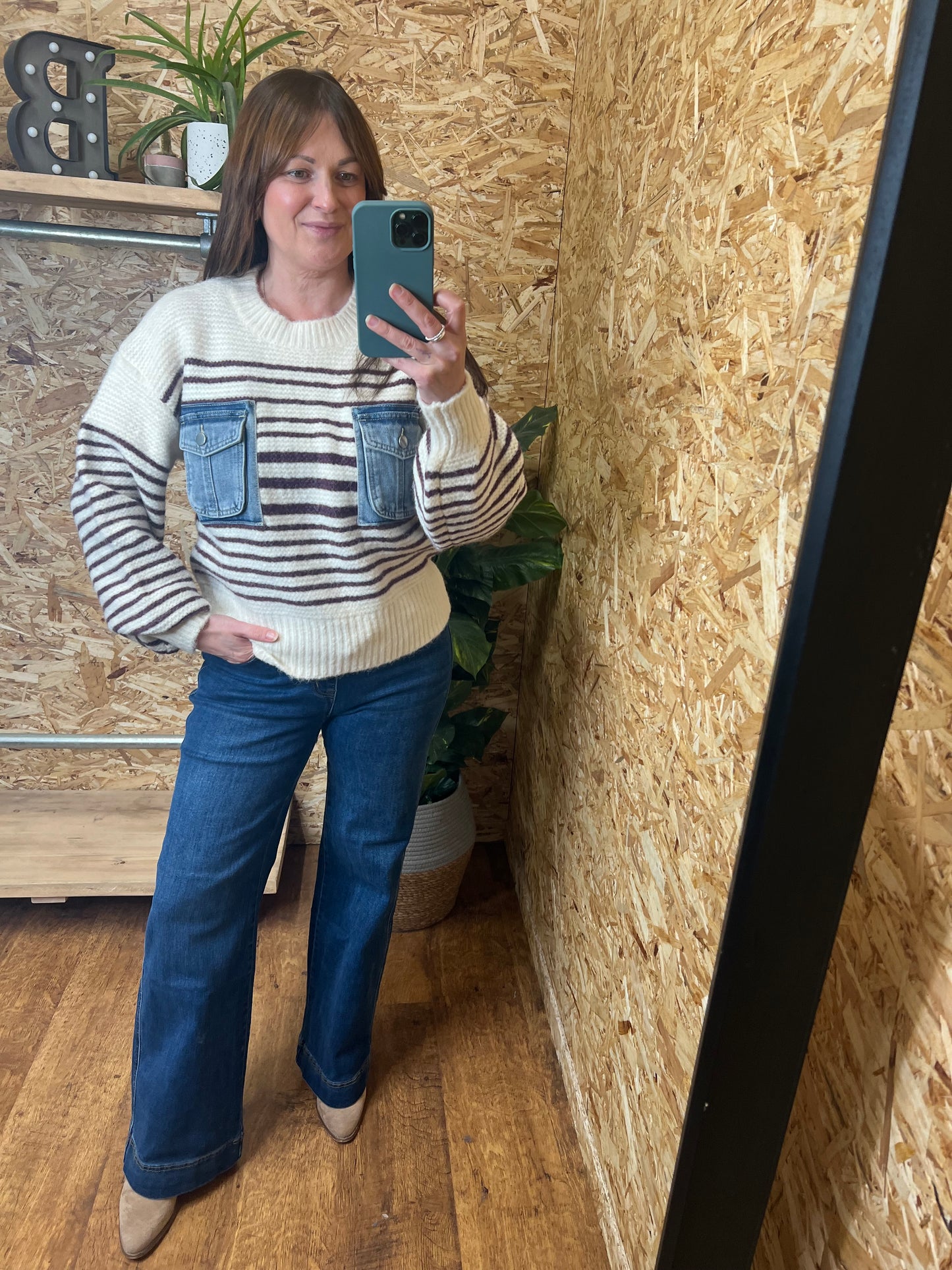 Denim Pocket Stripe Knit