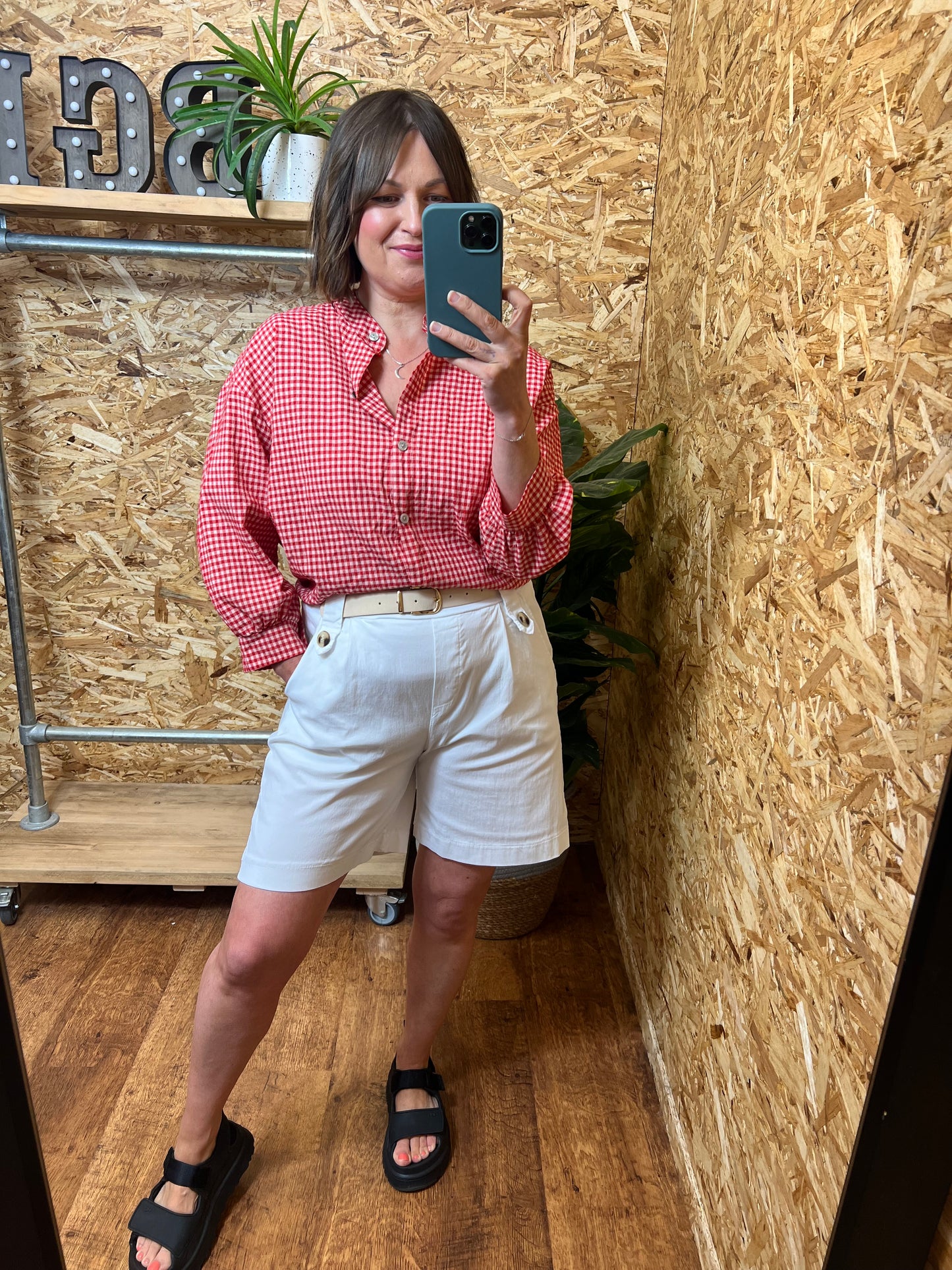 Belted Button Shorts