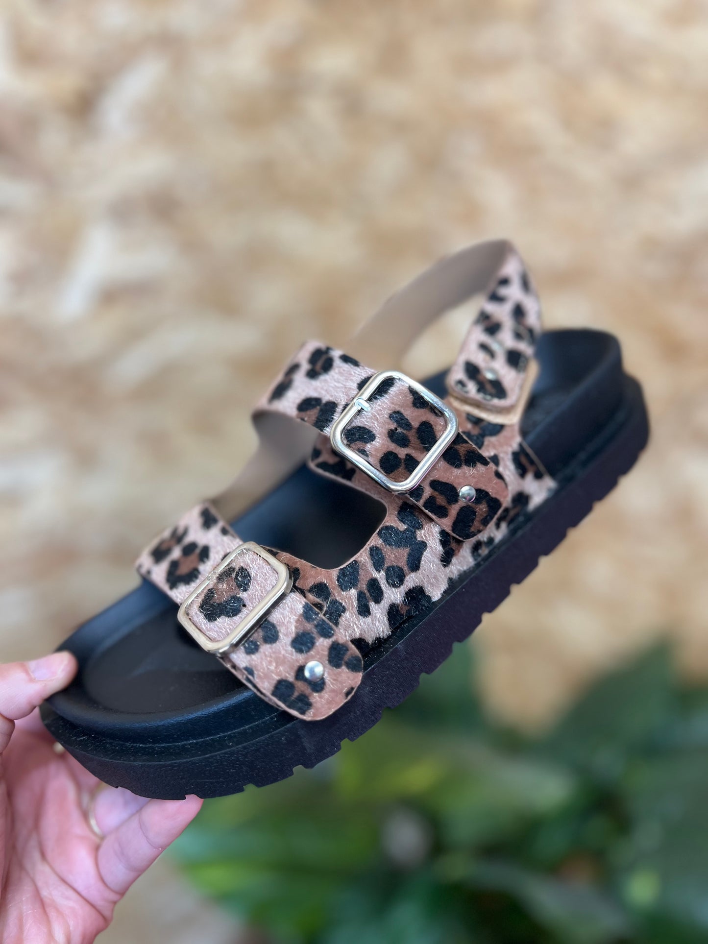 Leopard Buckle Sandals