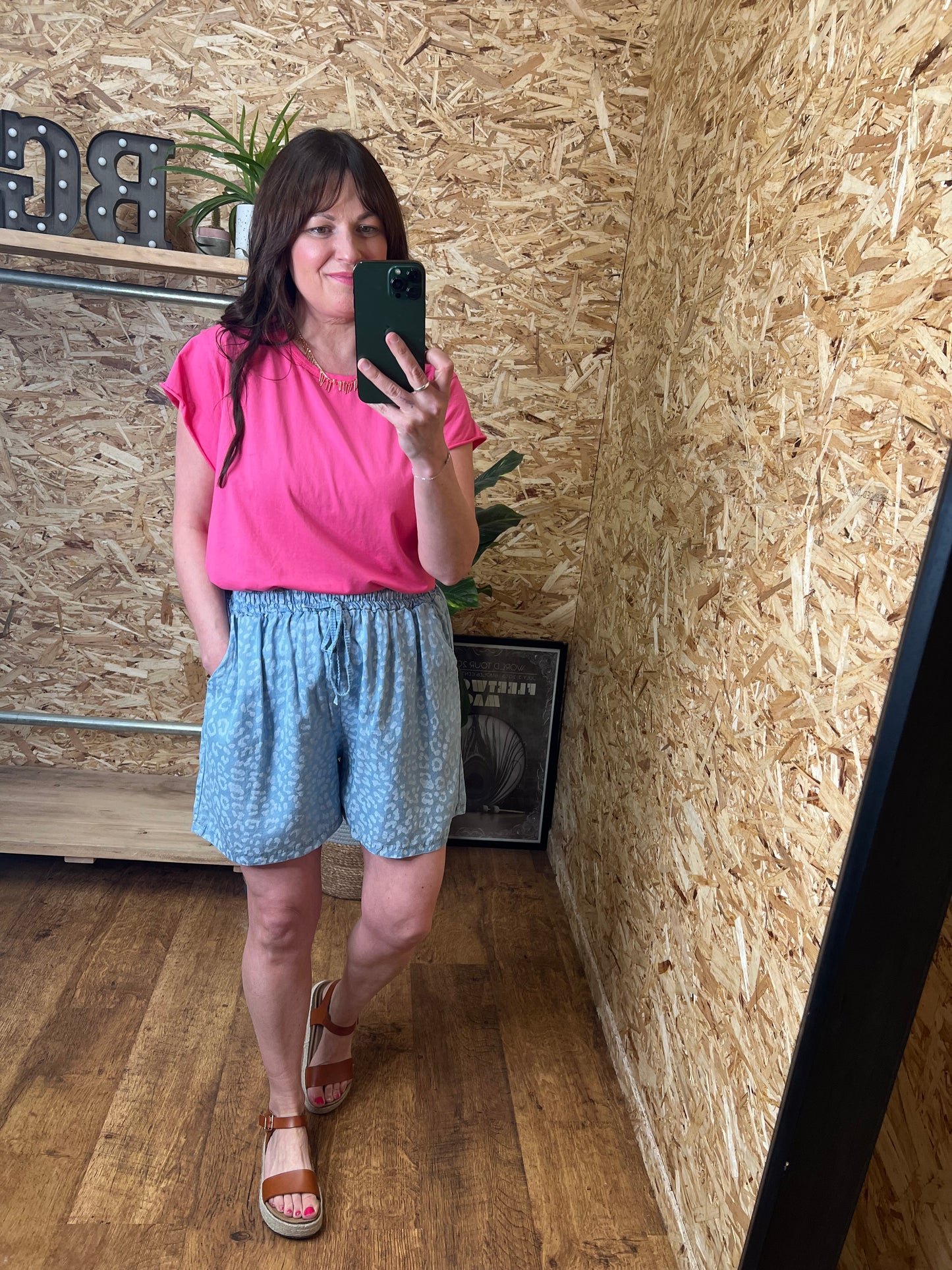 Leopard Chambray Shorts