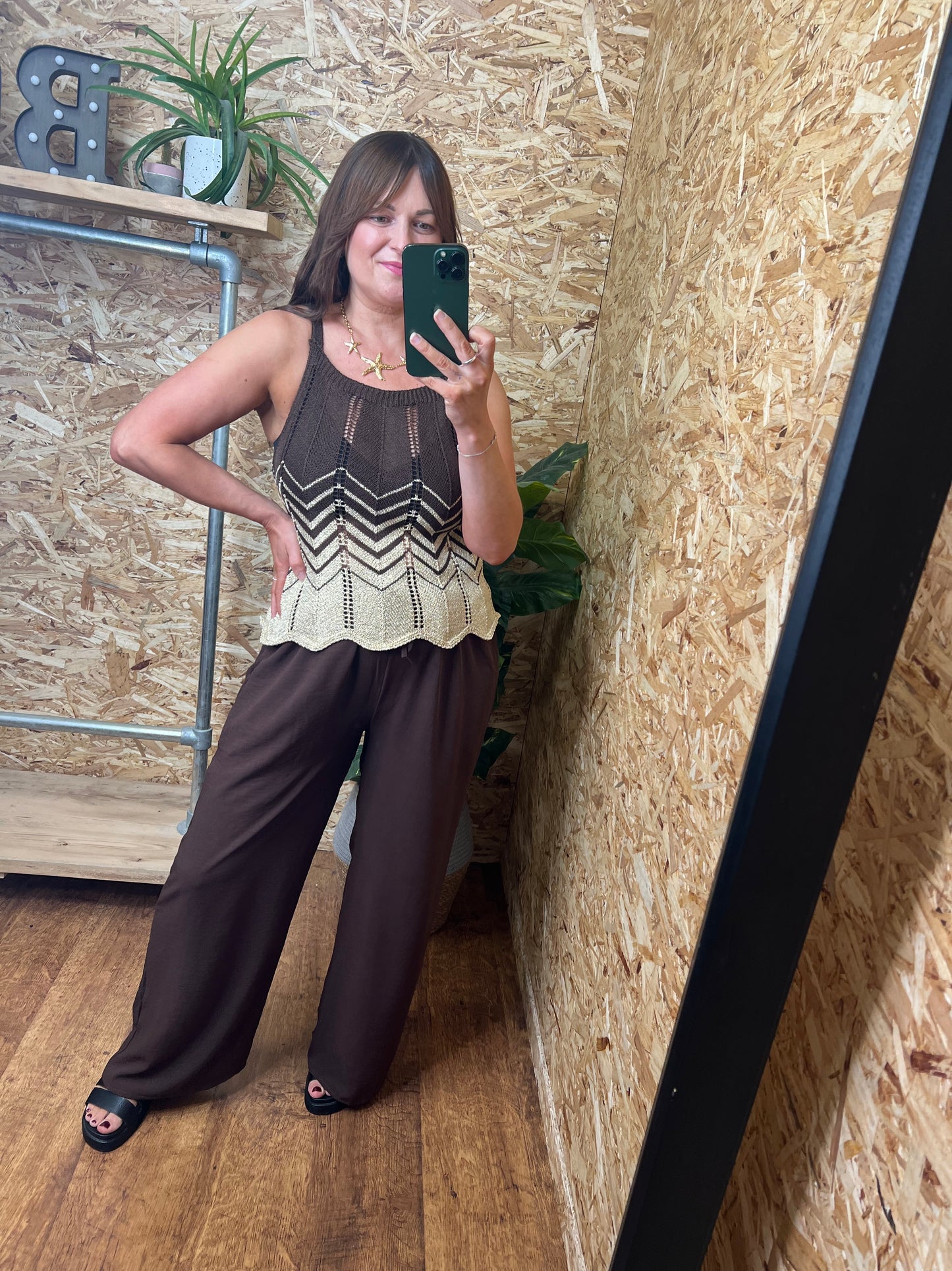 Gold Lurex Cami Chocolate