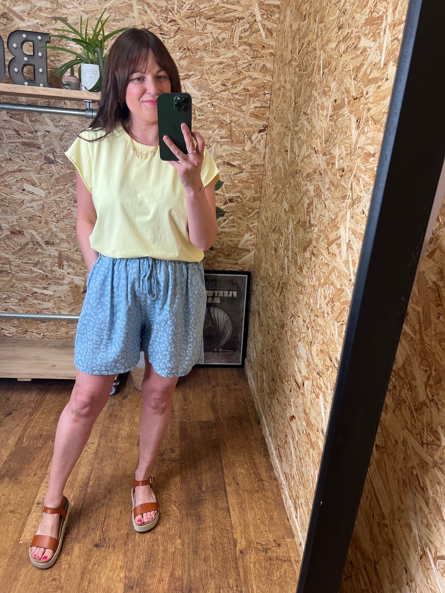 Leopard Chambray Shorts