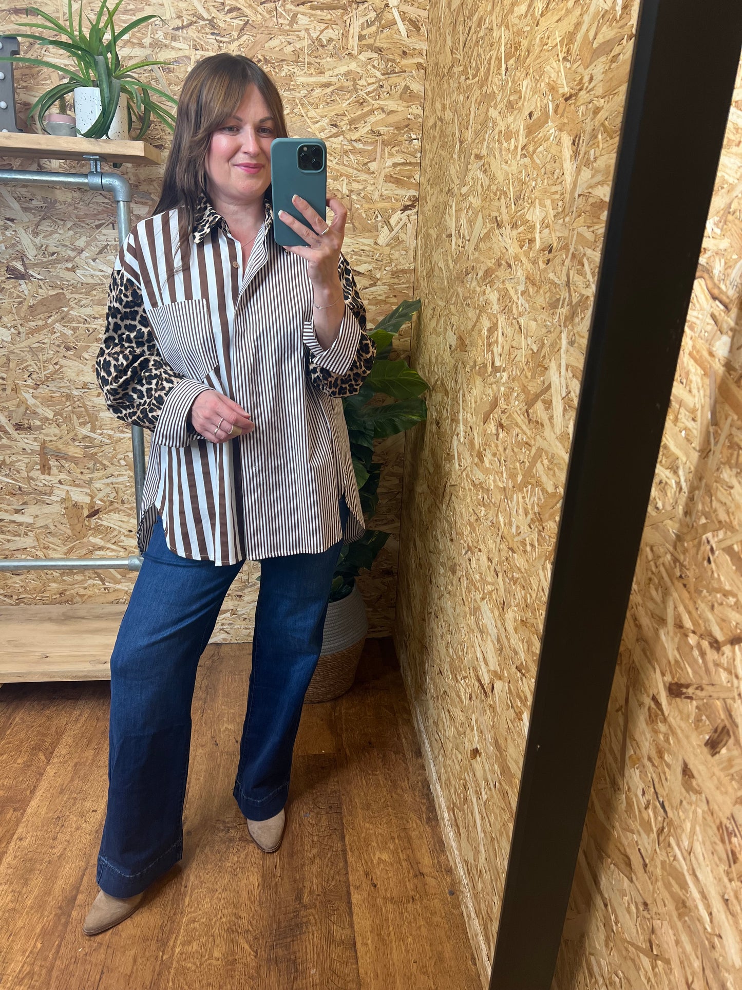 Oversized Leopard Stripe Shirt