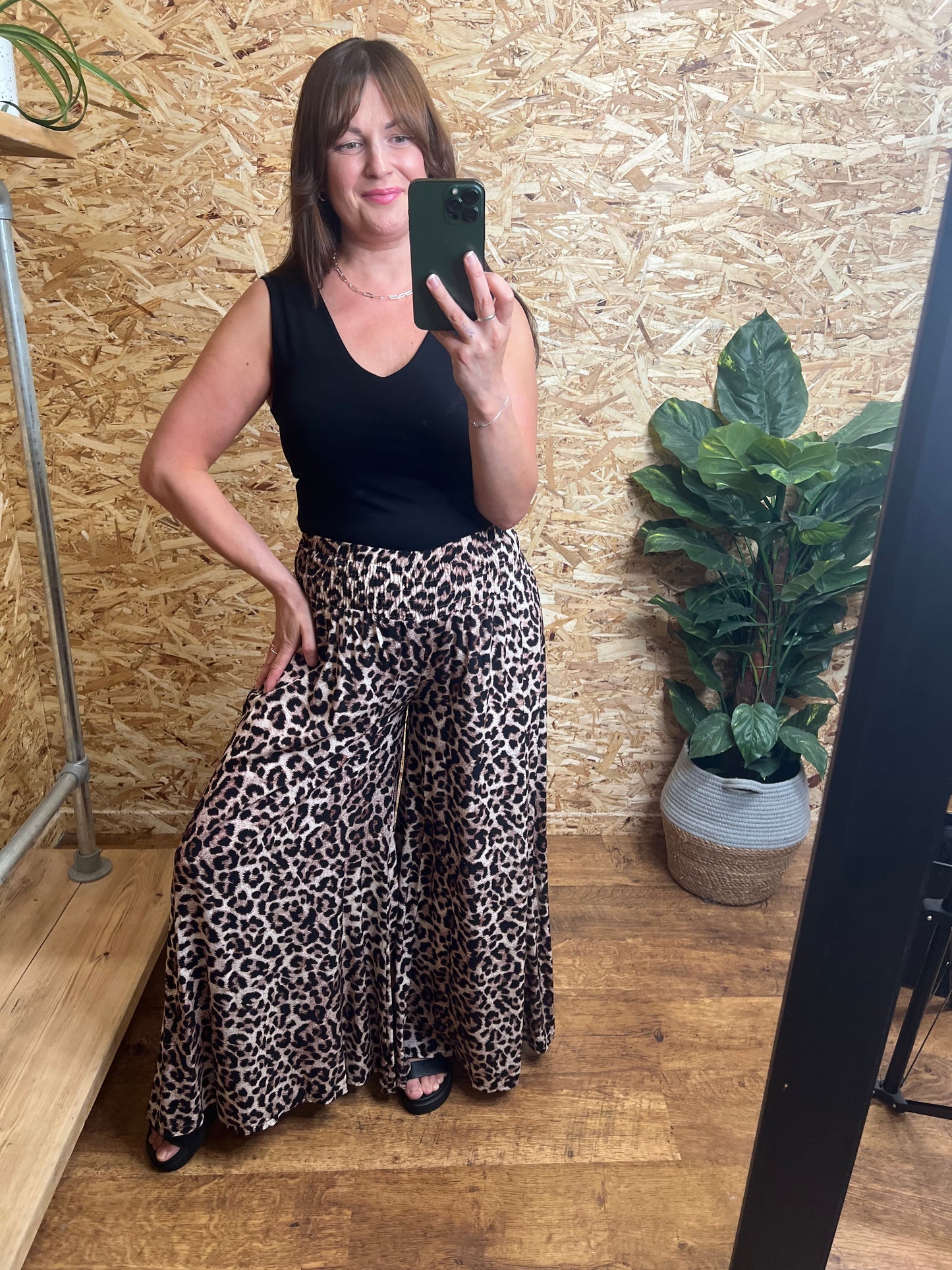 Leopard Print Palazzo Trousers