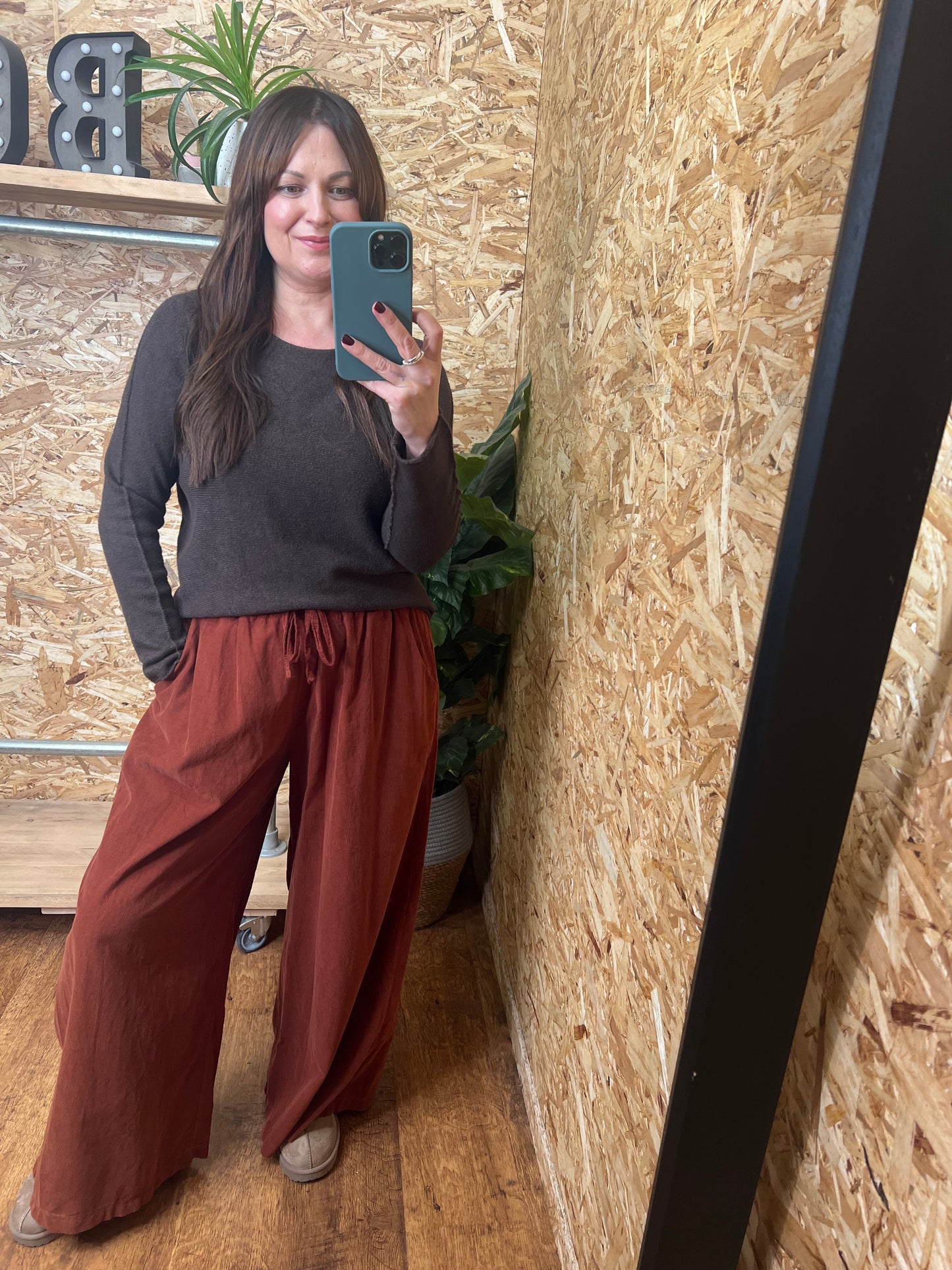 Needlecord Wide Leg Trousers