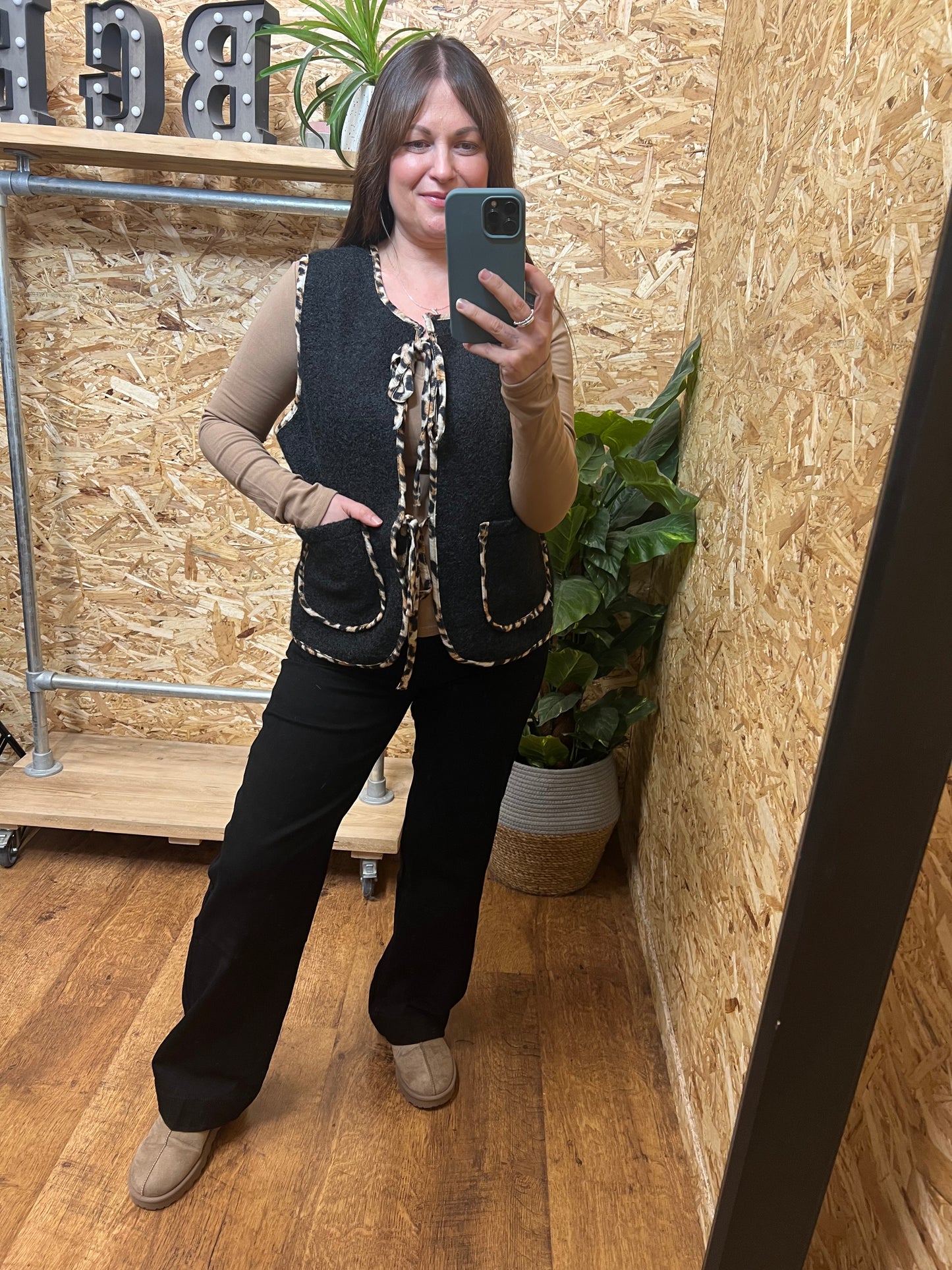 Leopard Trim Waistcoat