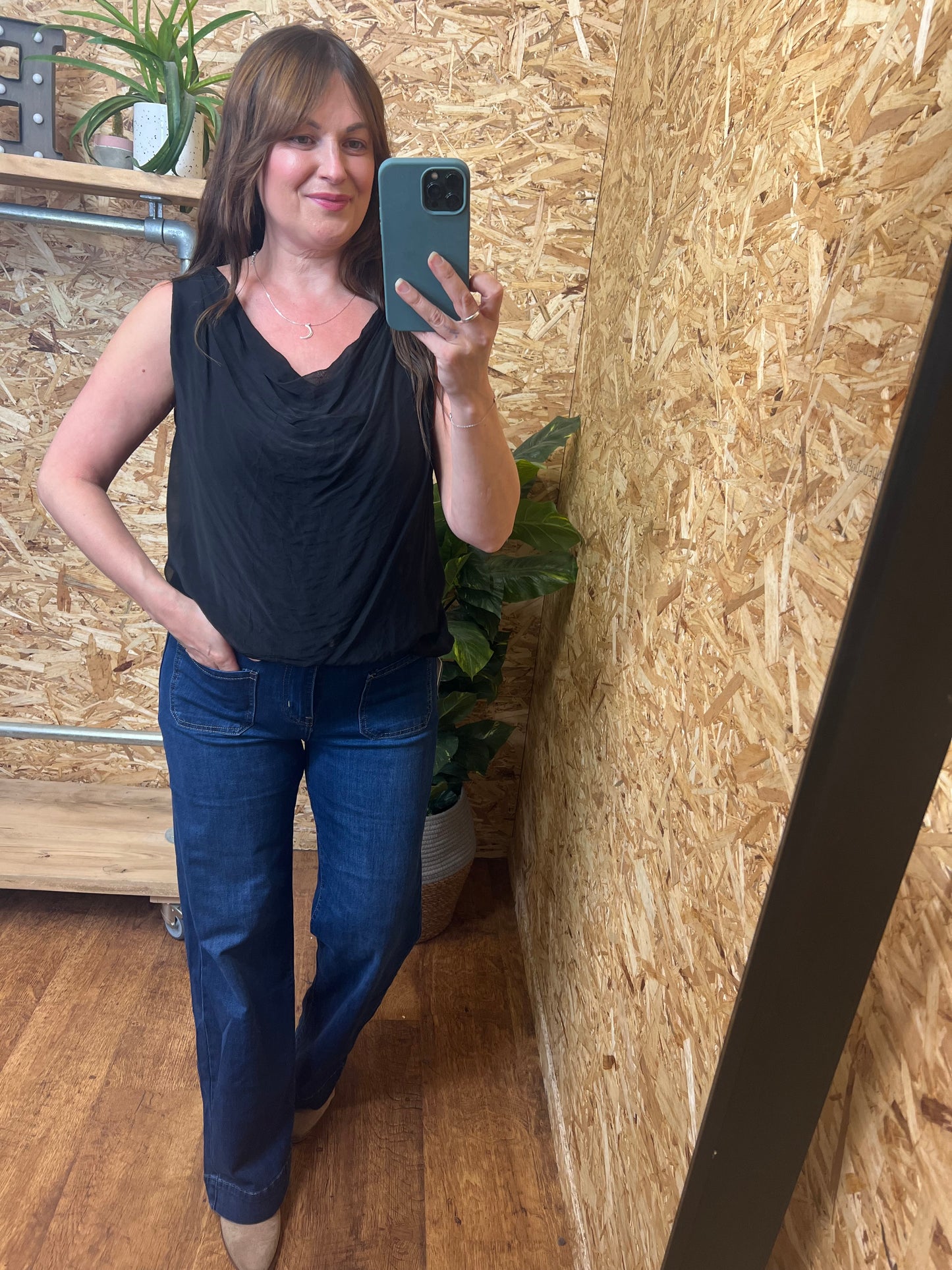 Silk Mix Cowl Top