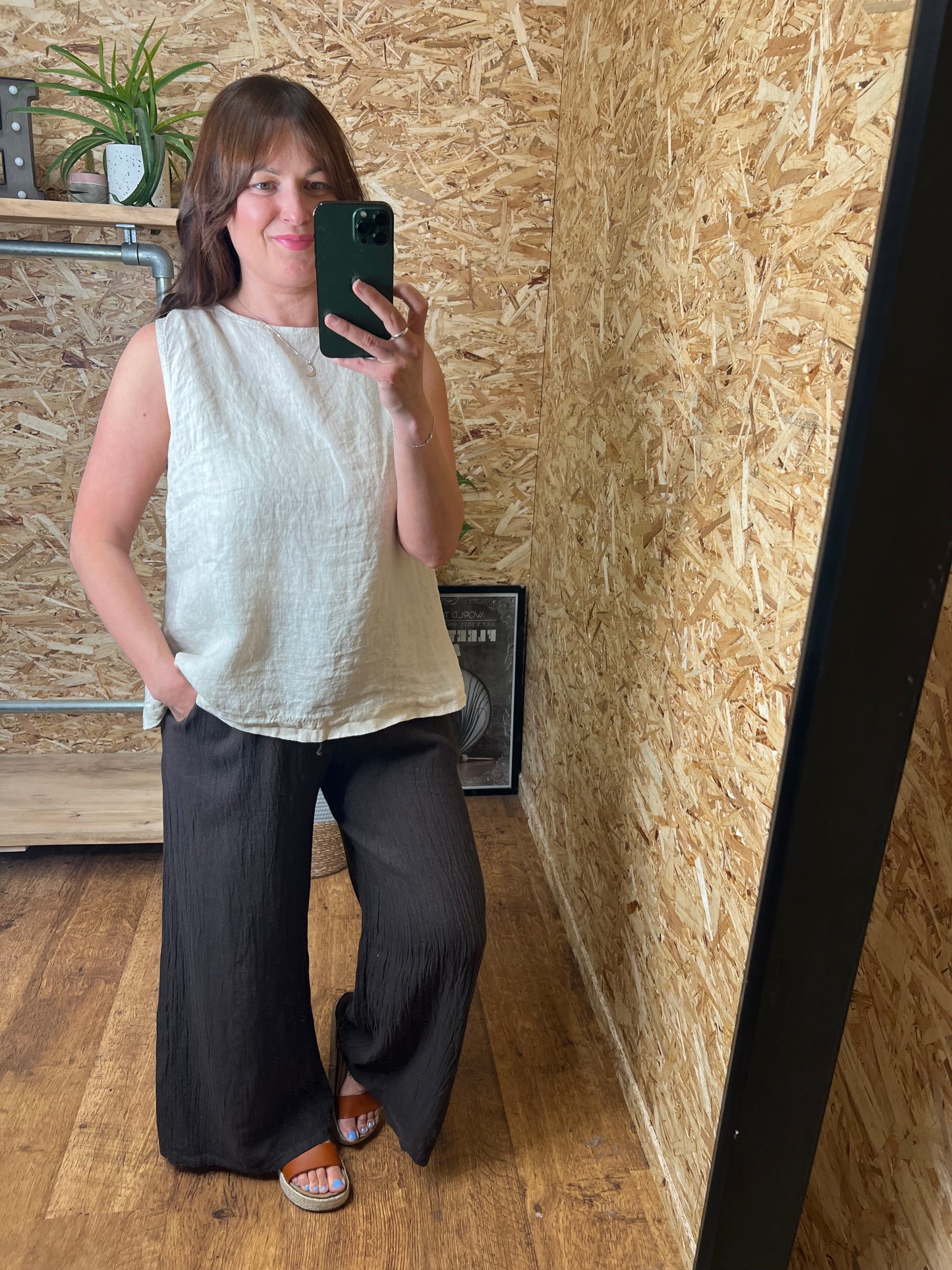 Linen Button Back Top