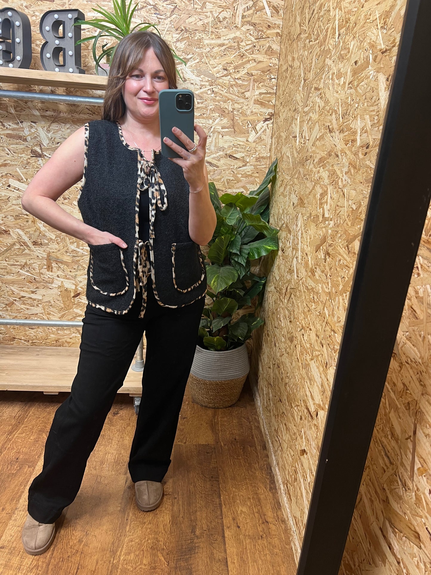 Leopard Trim Waistcoat