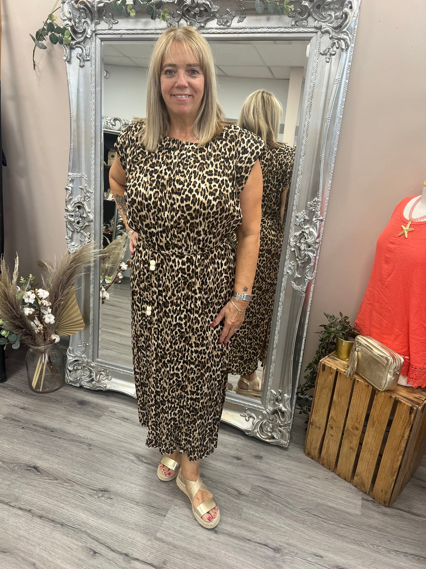 Leopard Pleated Dress