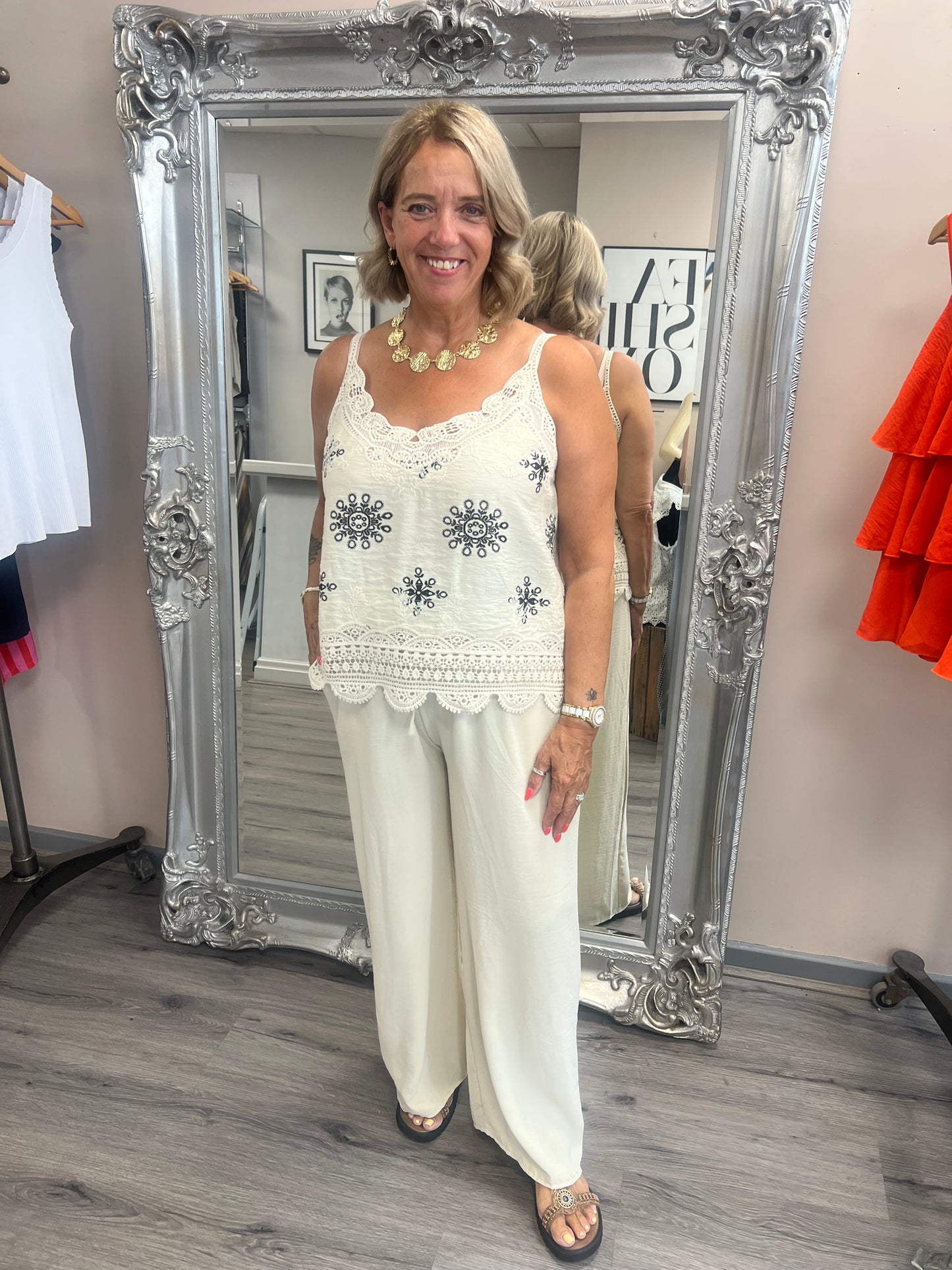 Pattern Lace Trim Cami