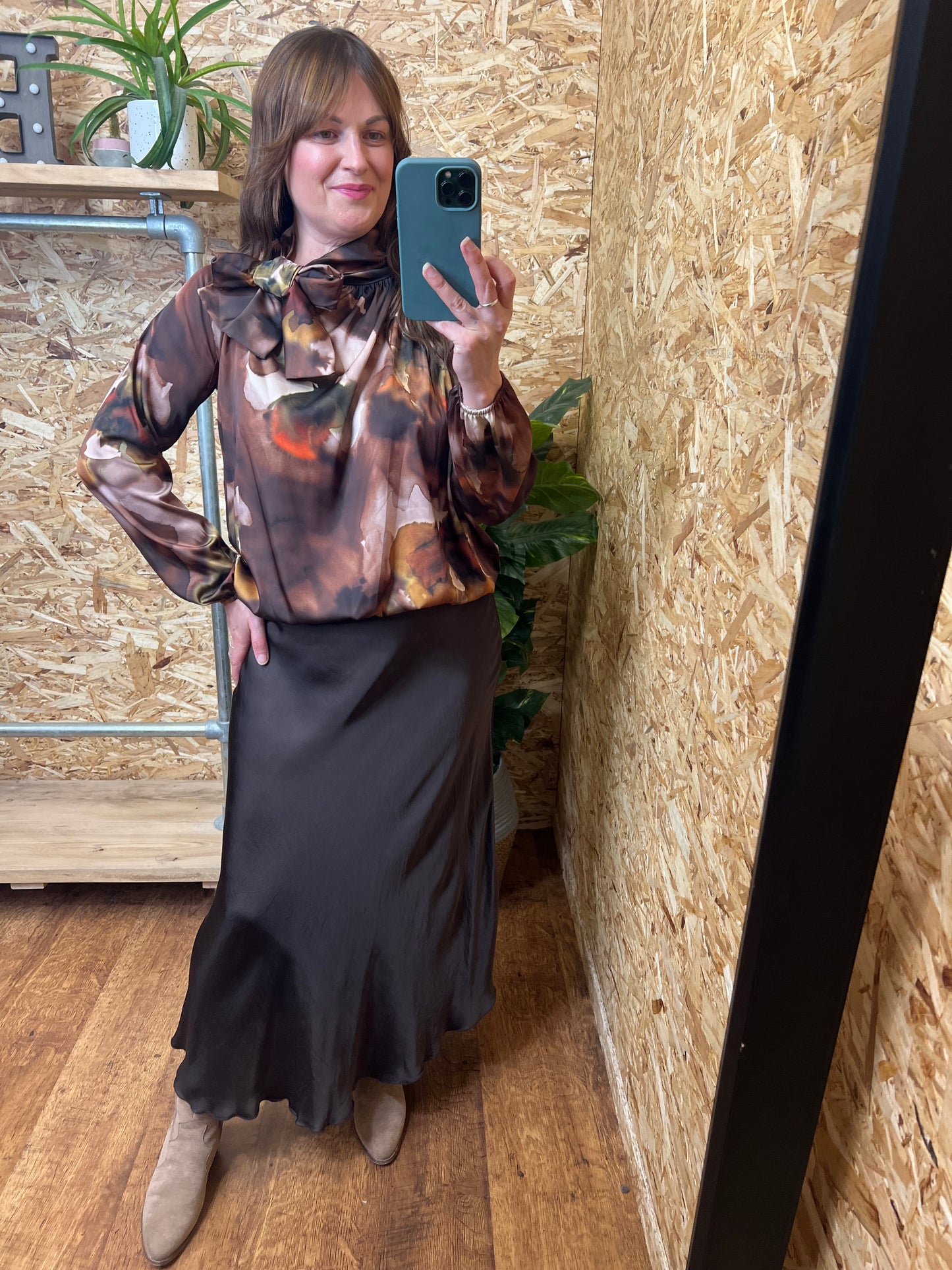 Chocolate Silk Mix Skirt