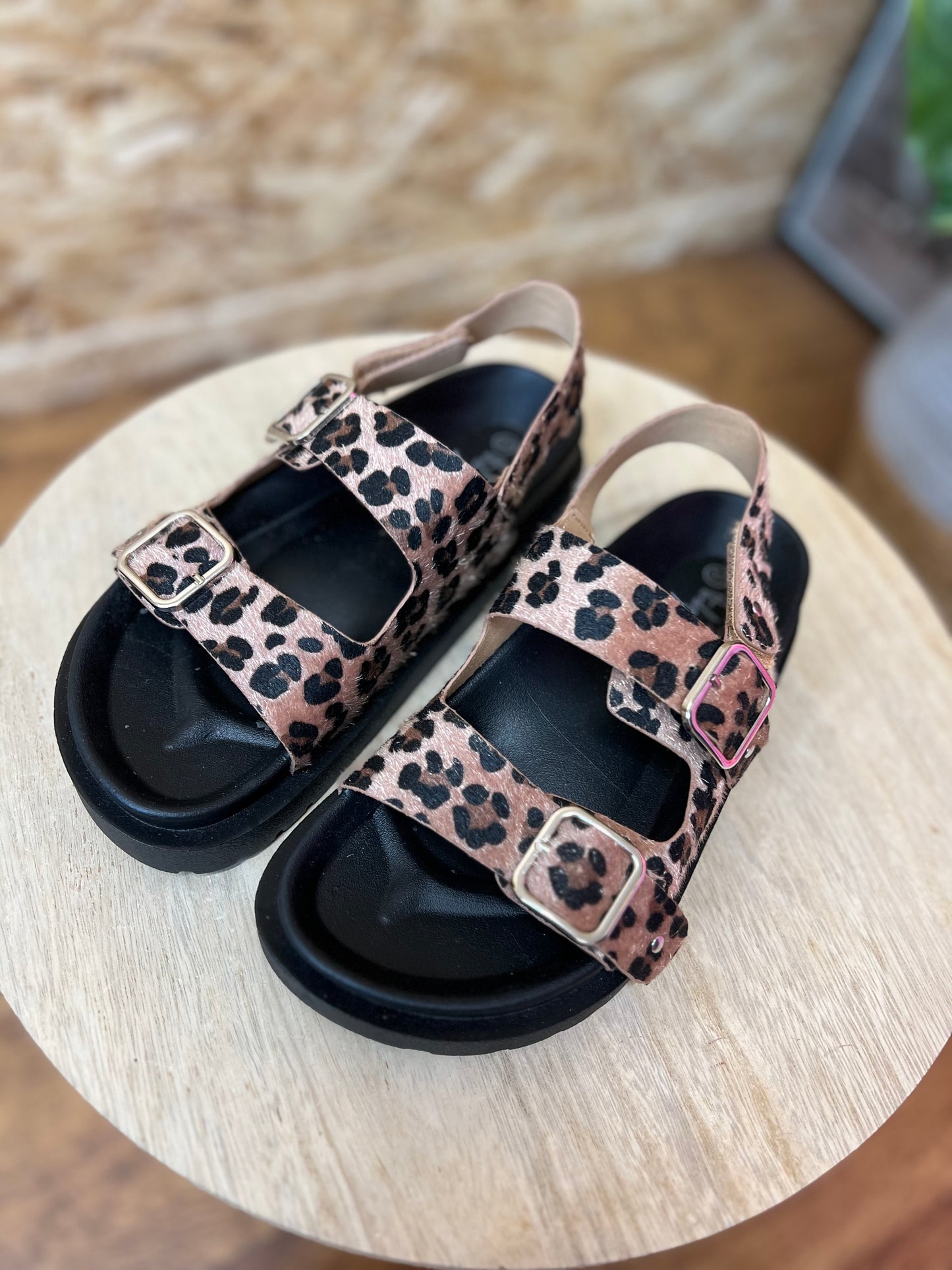 Leopard Buckle Sandals