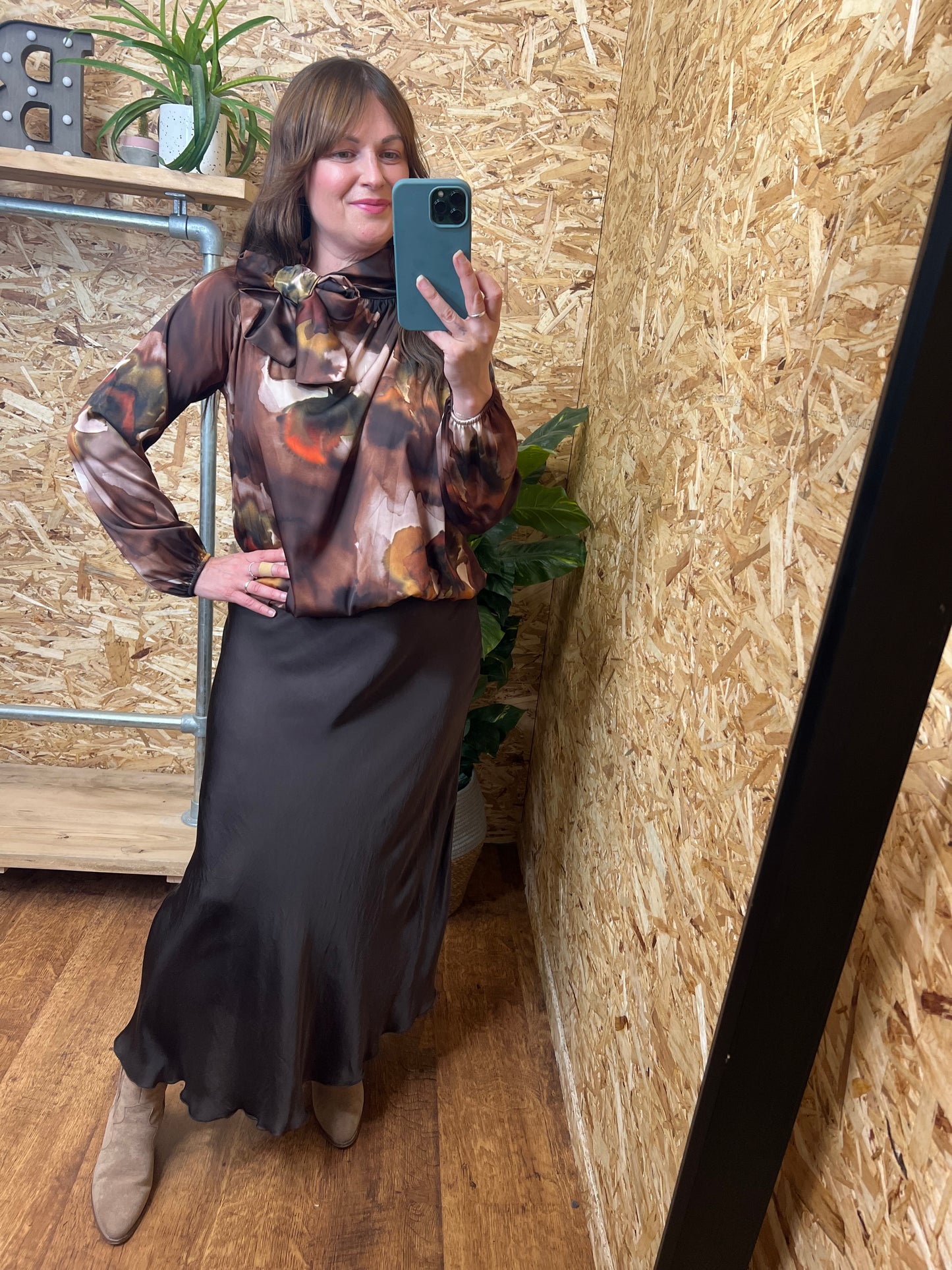 Chocolate Silk Mix Skirt