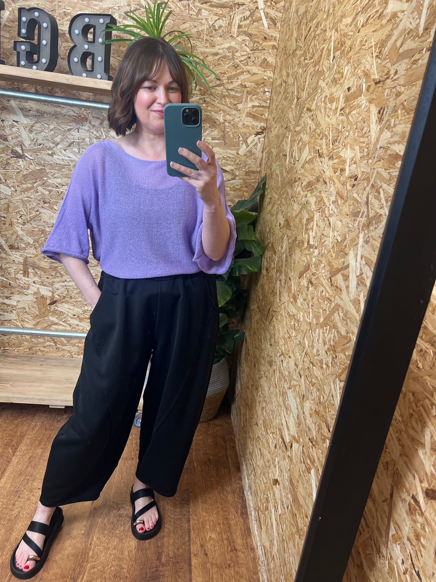 Jersey Cotton Barrel Leg Trousers