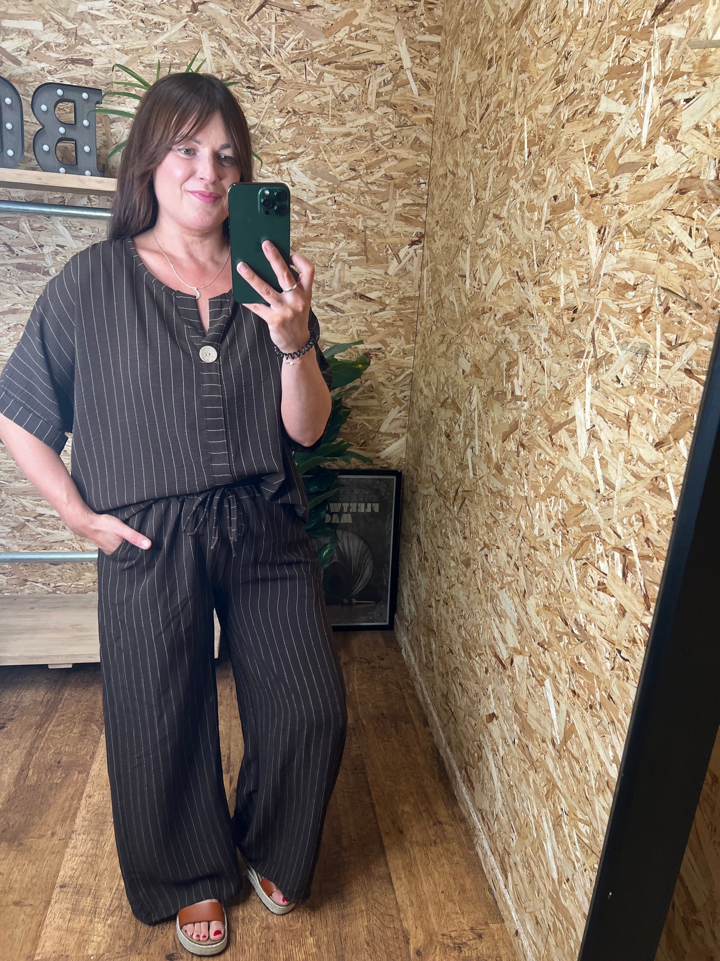 Pinstripe Co Ord Chocolate