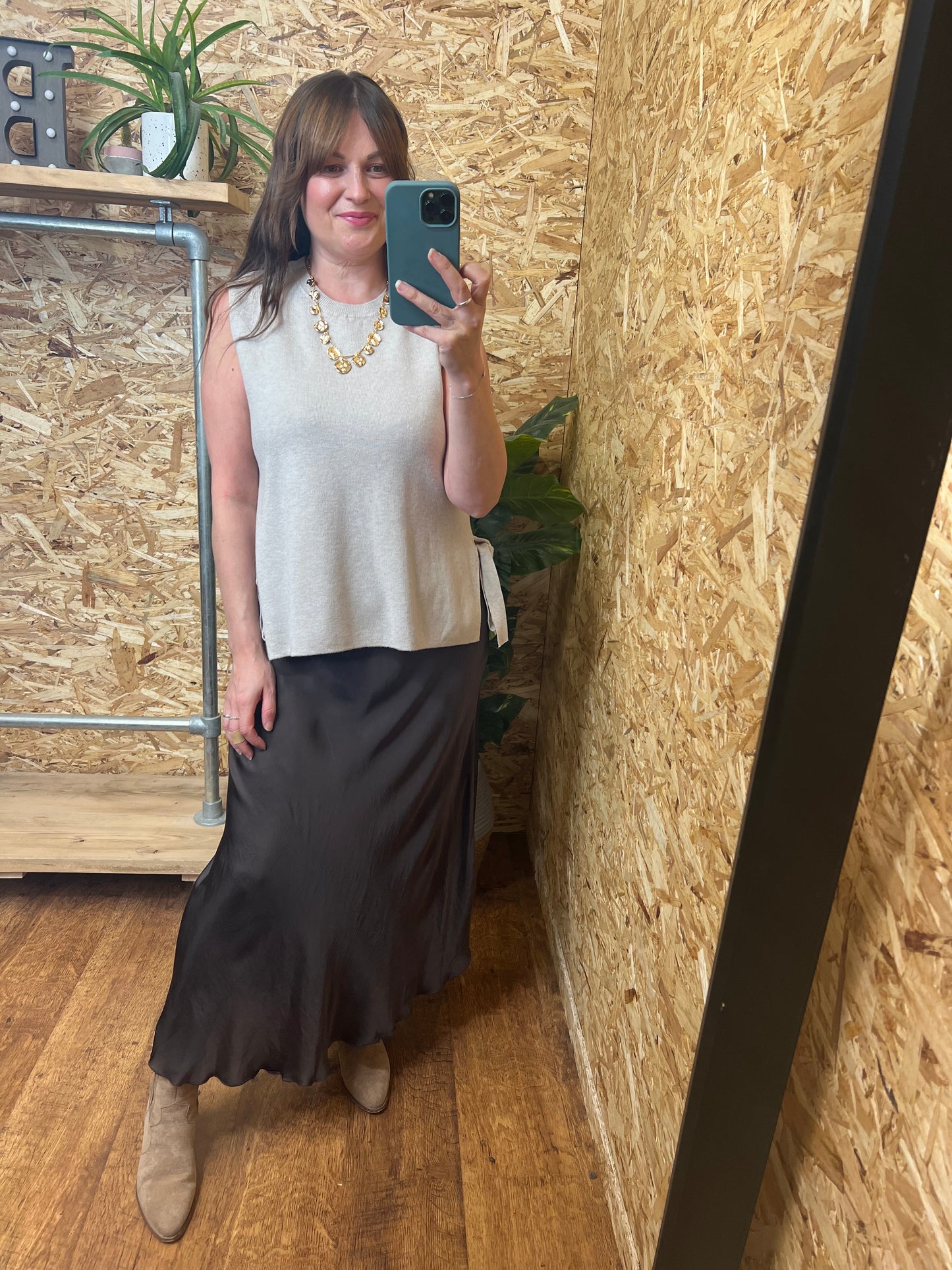 Chocolate Silk Mix Skirt