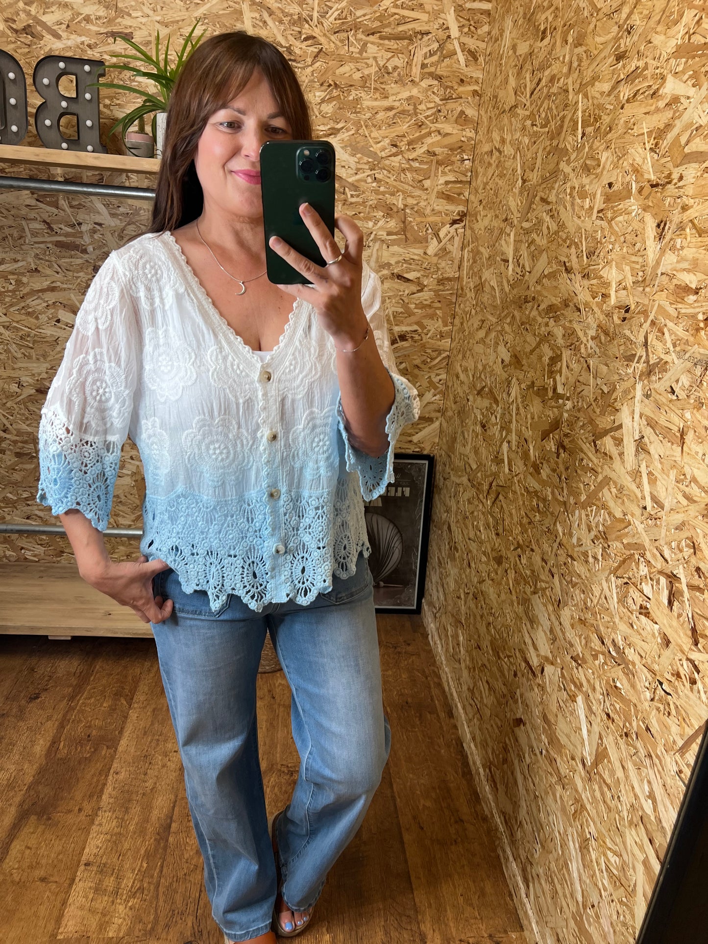 Talia Ombre Button Top