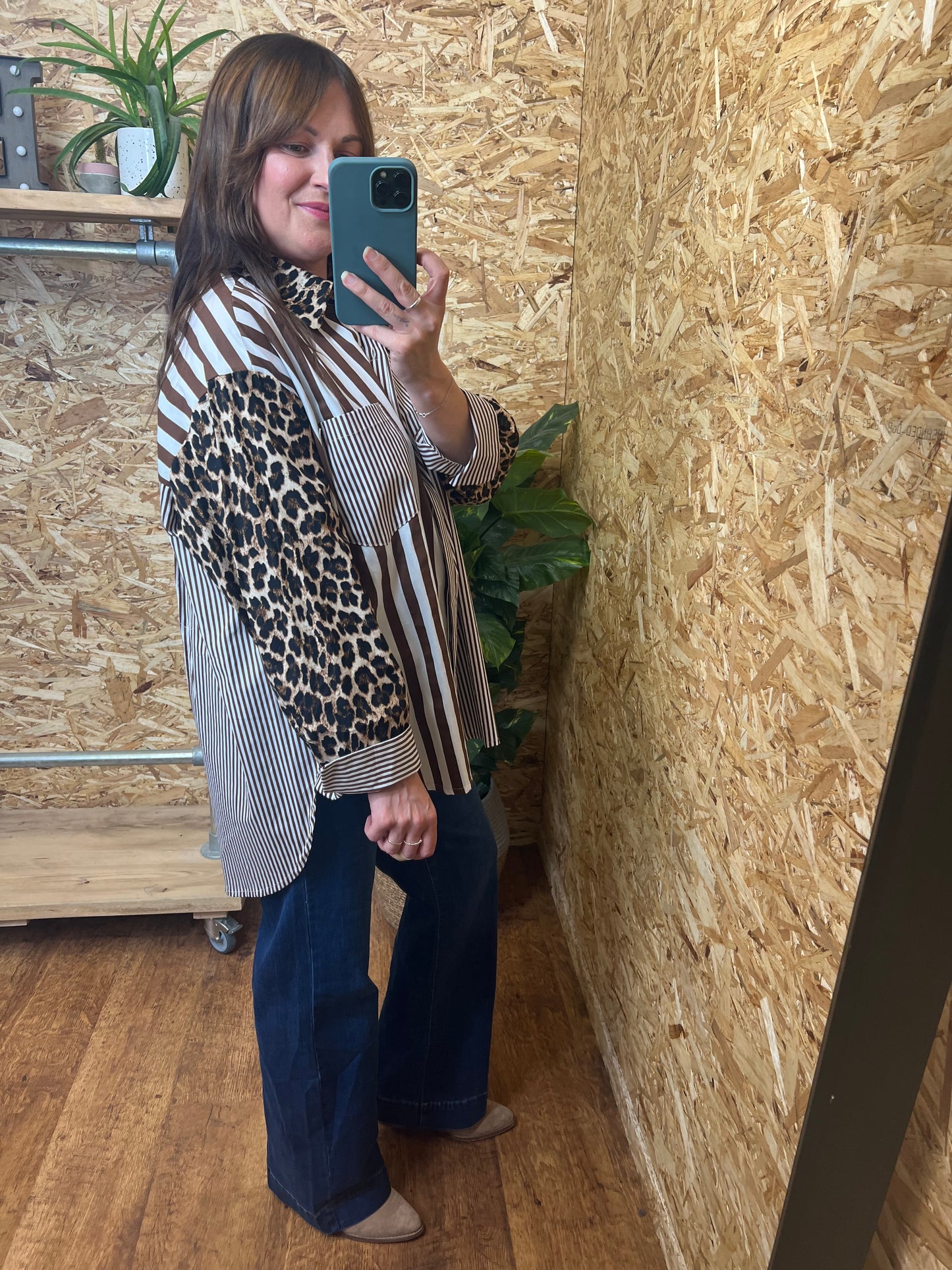 Oversized Leopard Stripe Shirt
