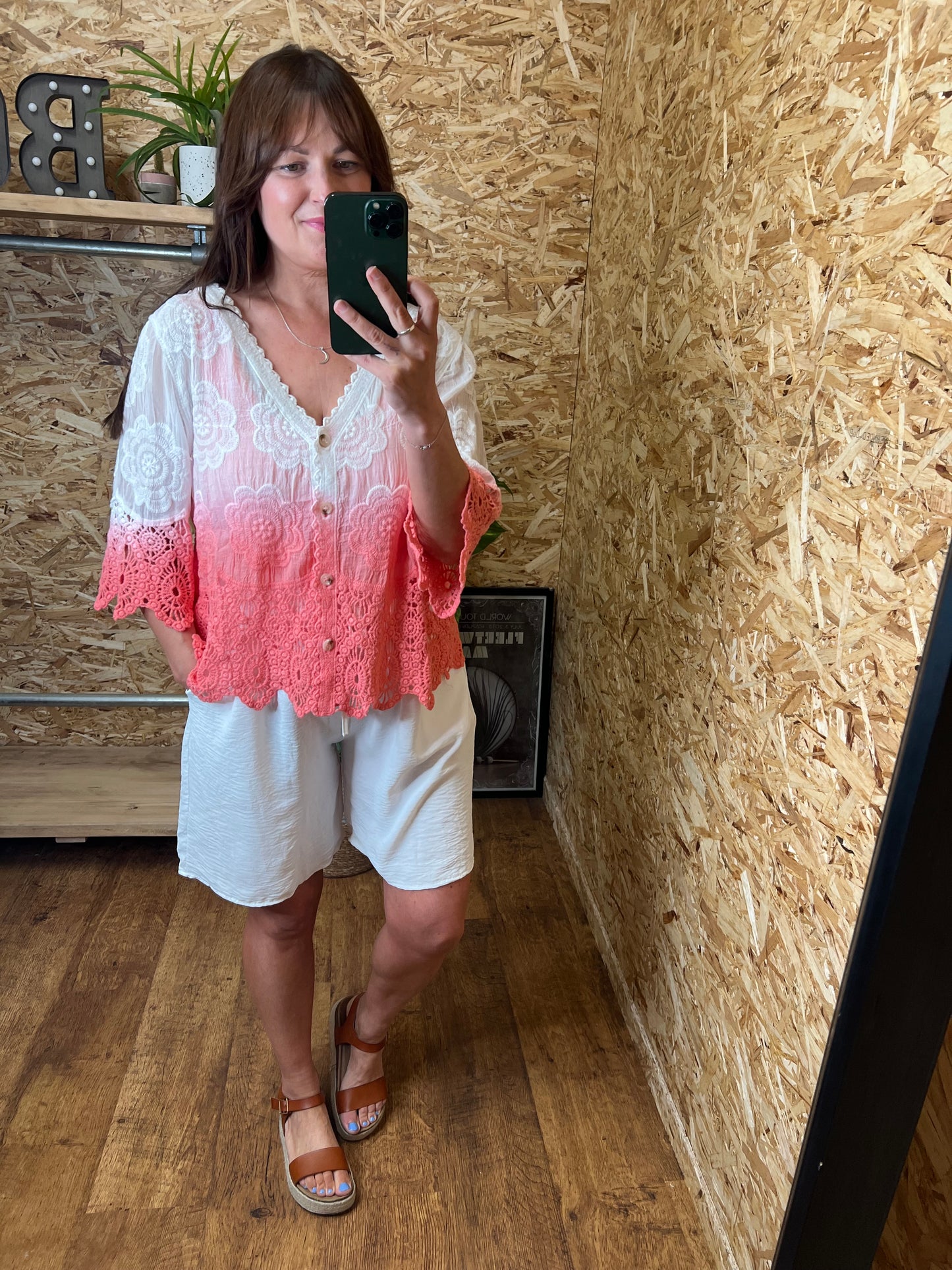 Talia Ombre Button Top