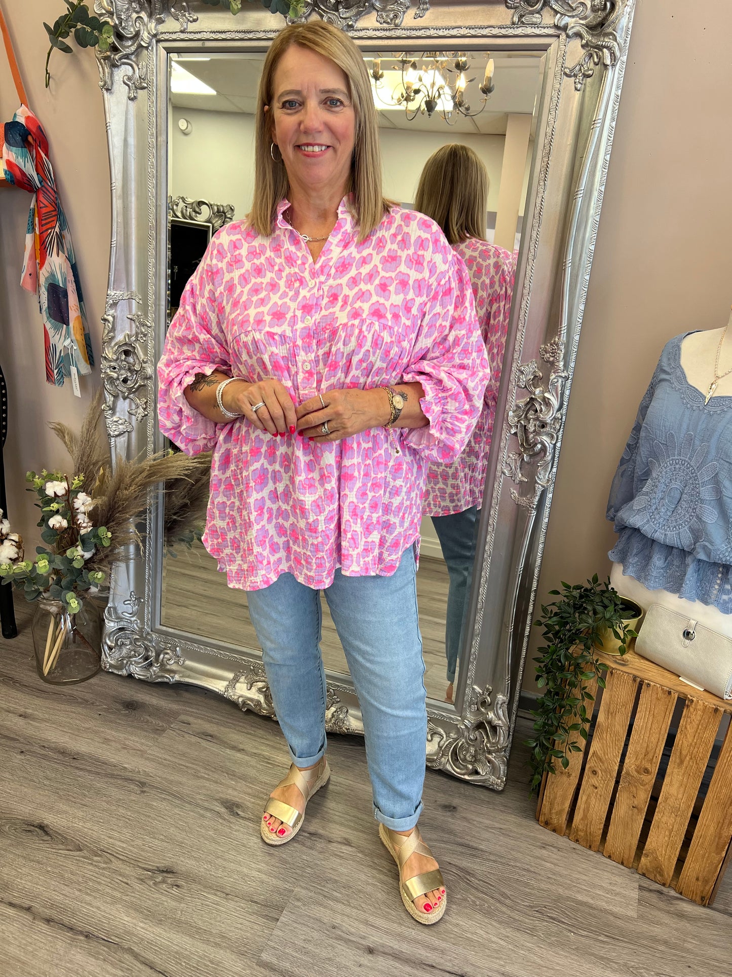 Neon Leopard Smock Top