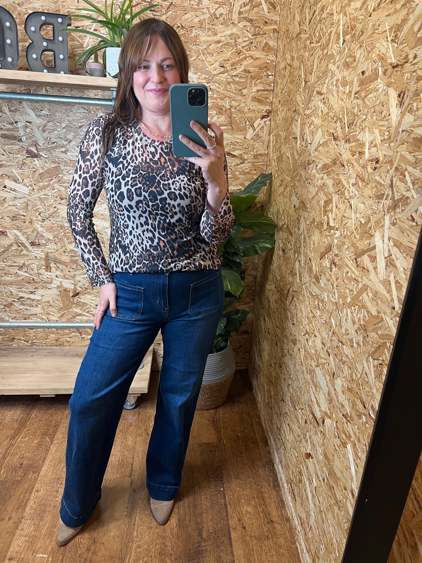 Leopard Print Mesh Top