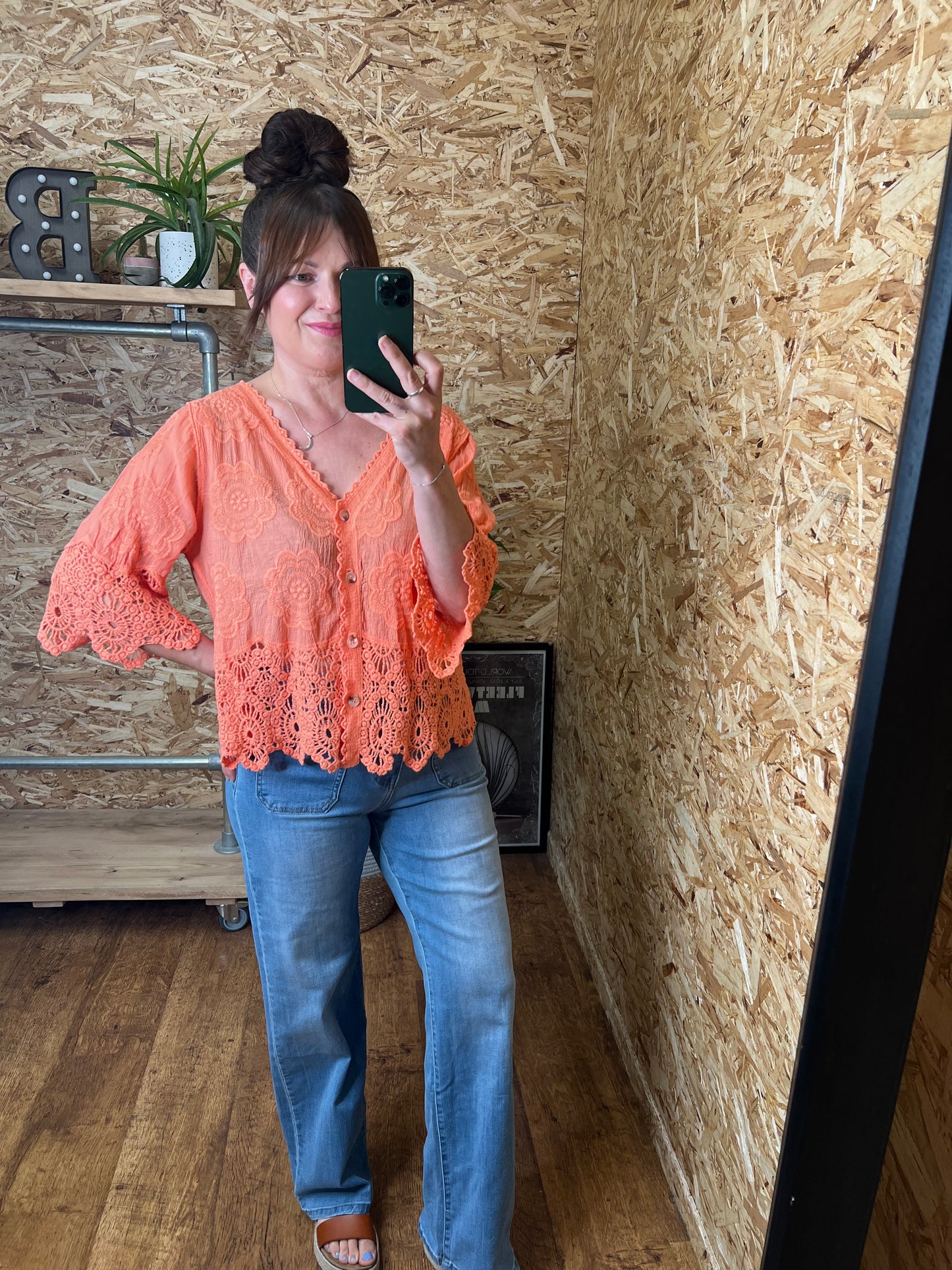 Lana Crochet Button Top