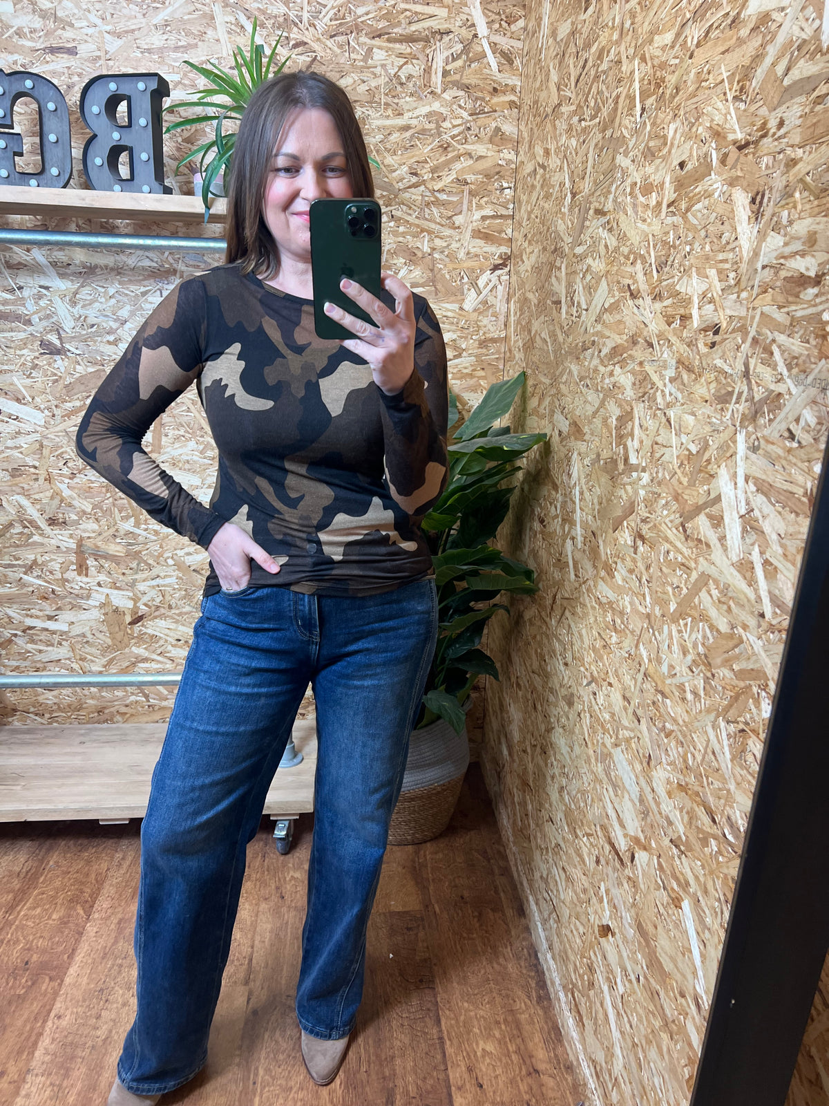 Camo Print Cashmere Mix Top