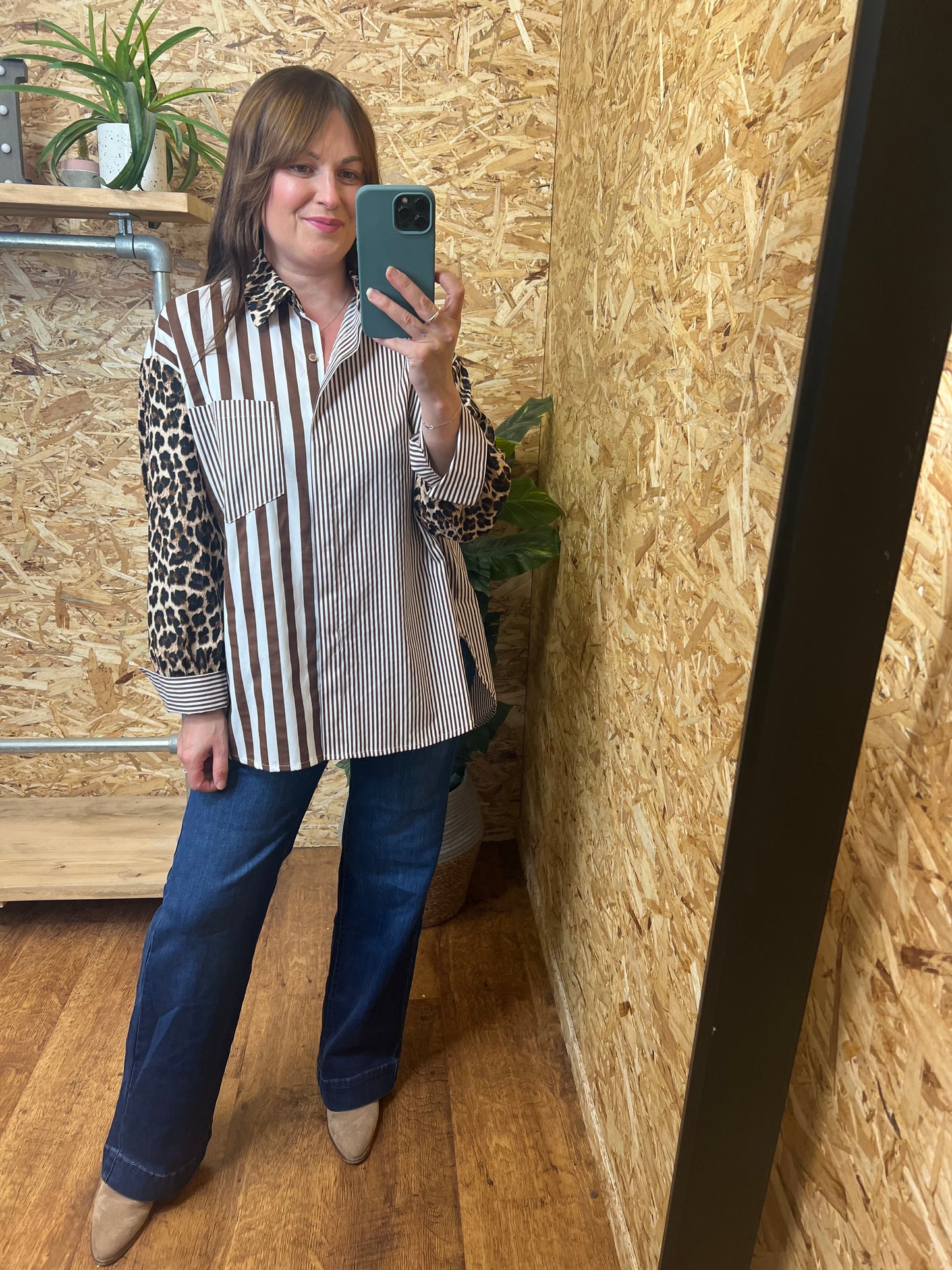 Oversized Leopard Stripe Shirt