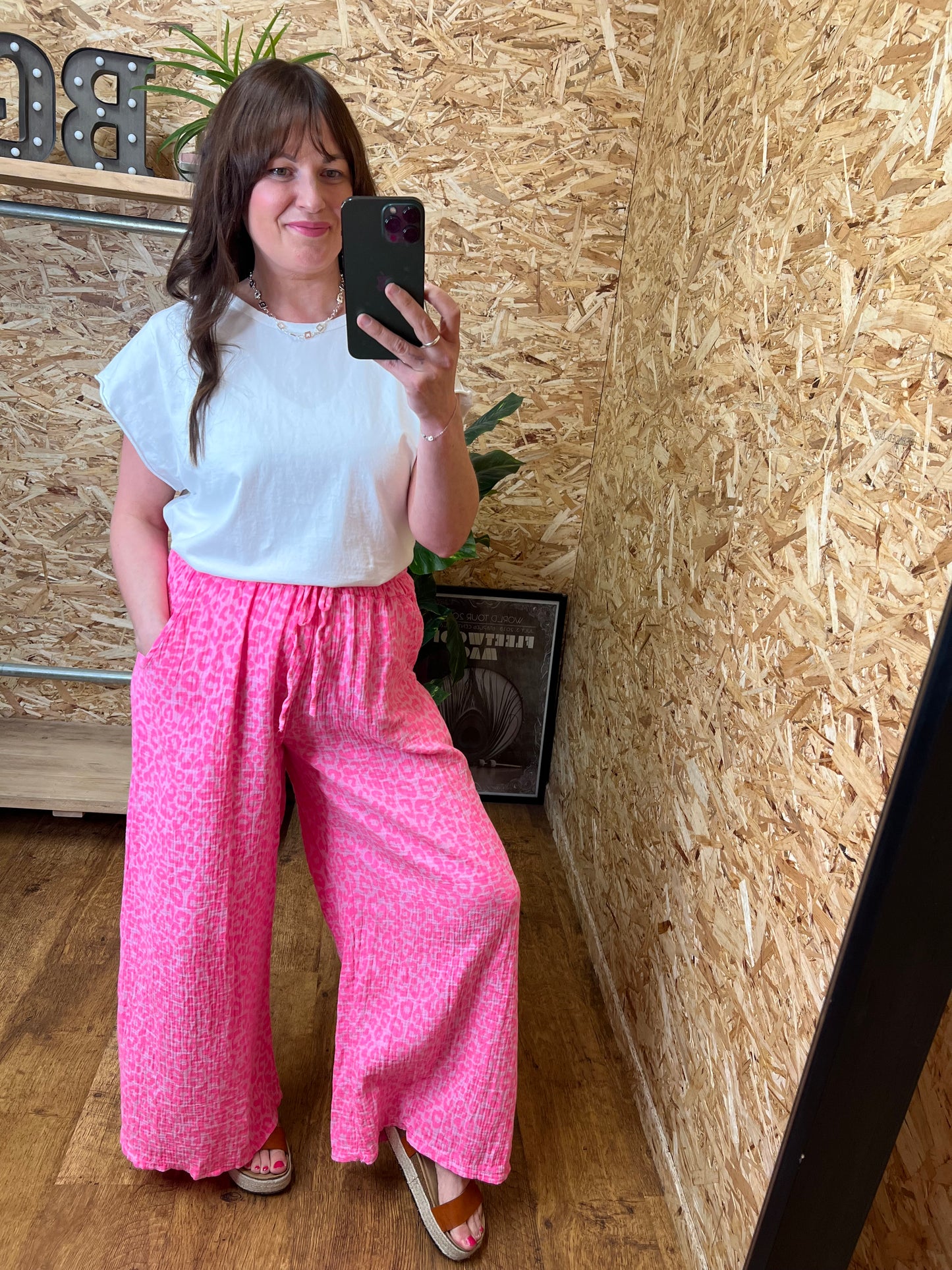 Leopard Cheesecloth Trousers