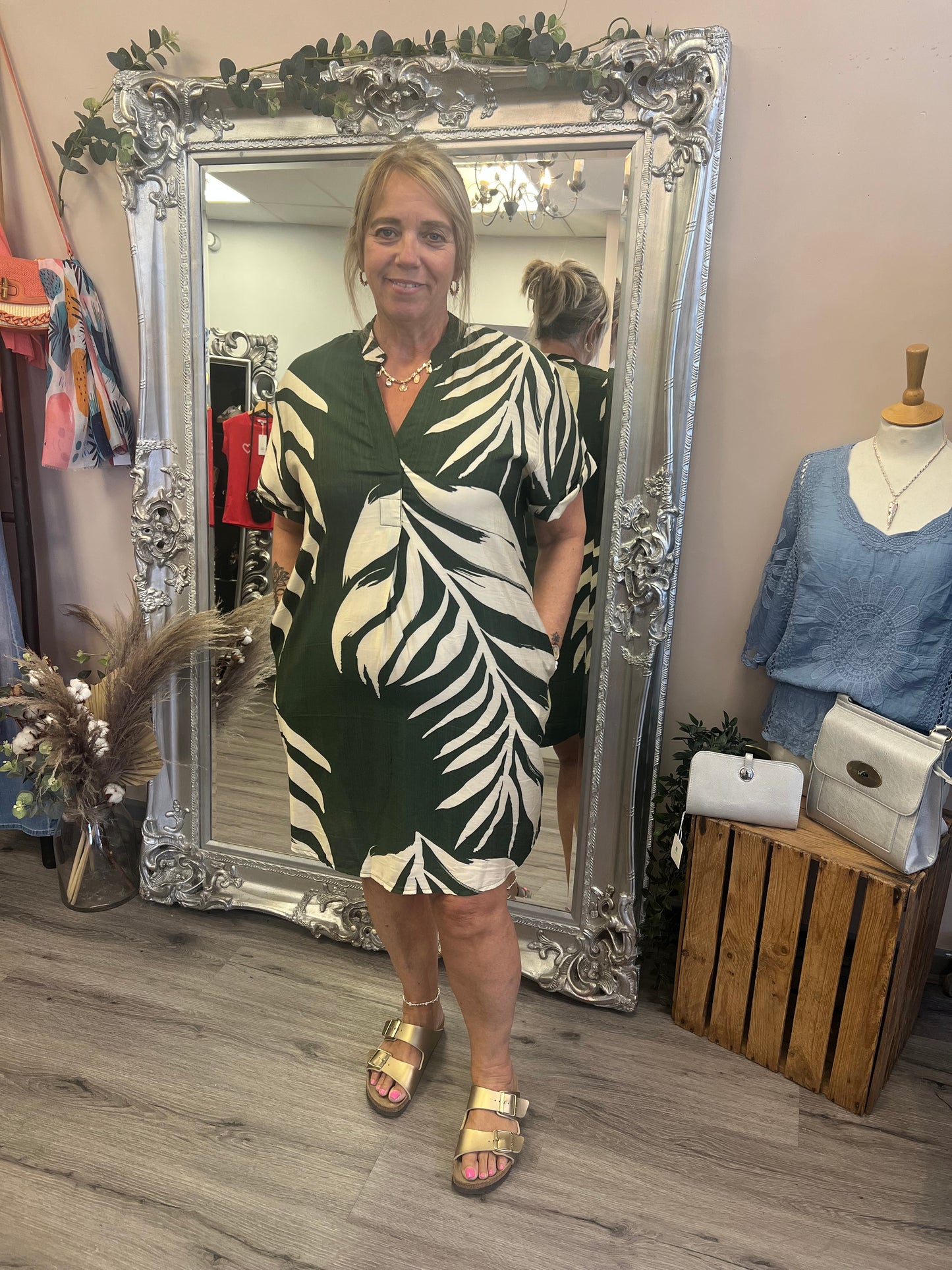 Palm Print Tunic Dress