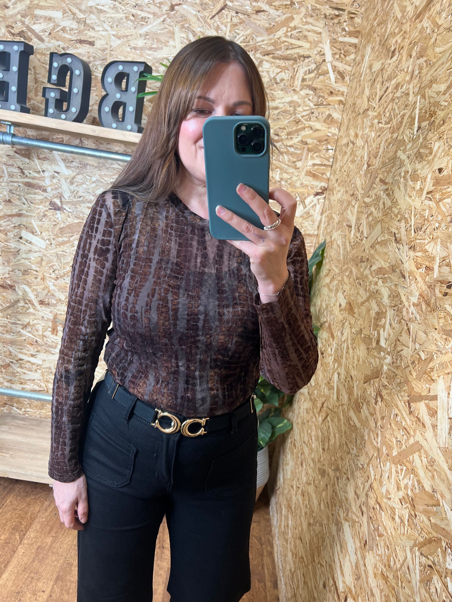 Devore Velvet Mesh Top