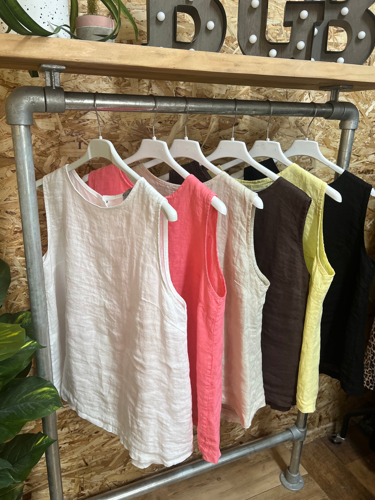Linen Button Back Top