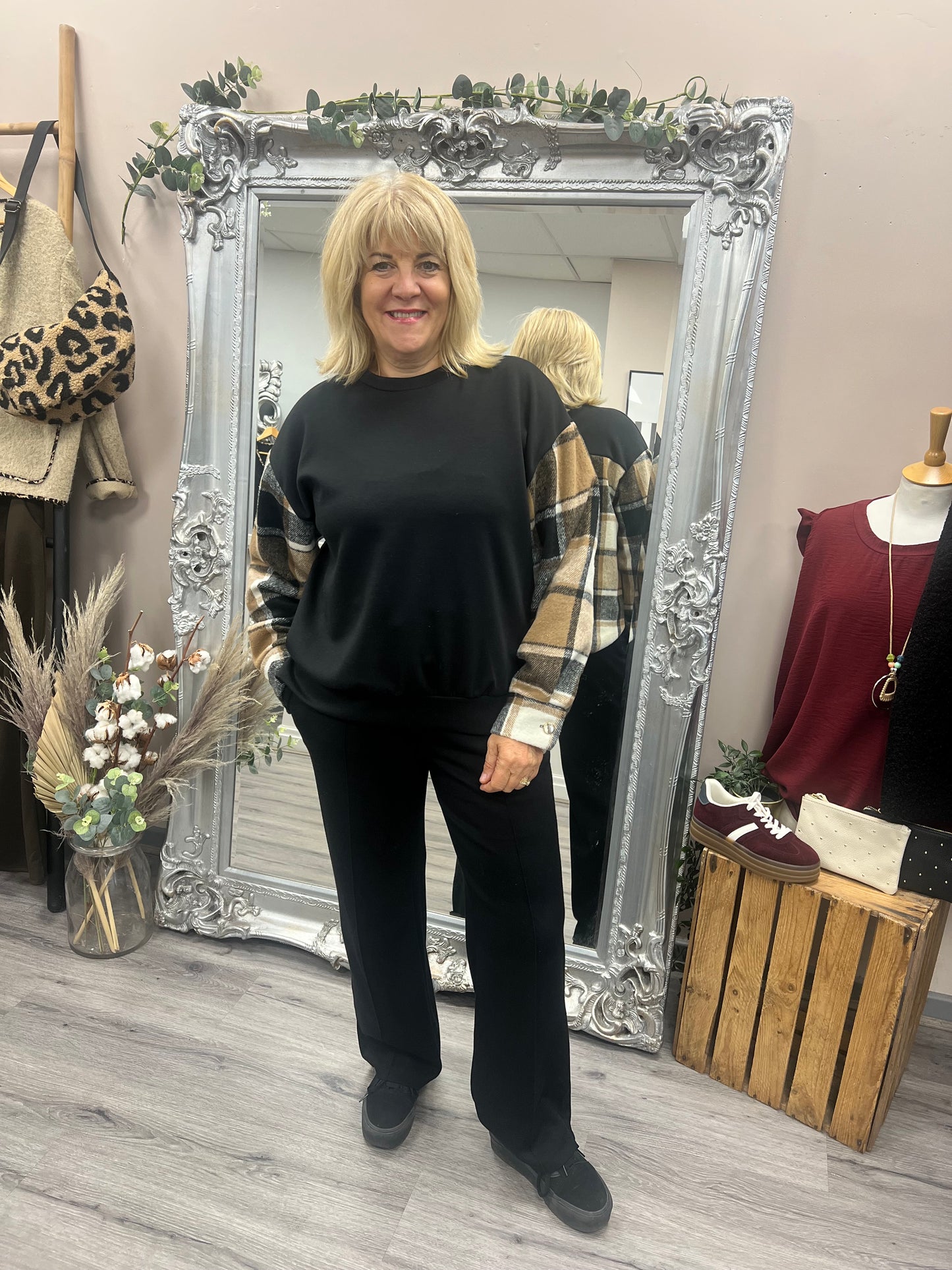 Checked Panel Sweatshirt