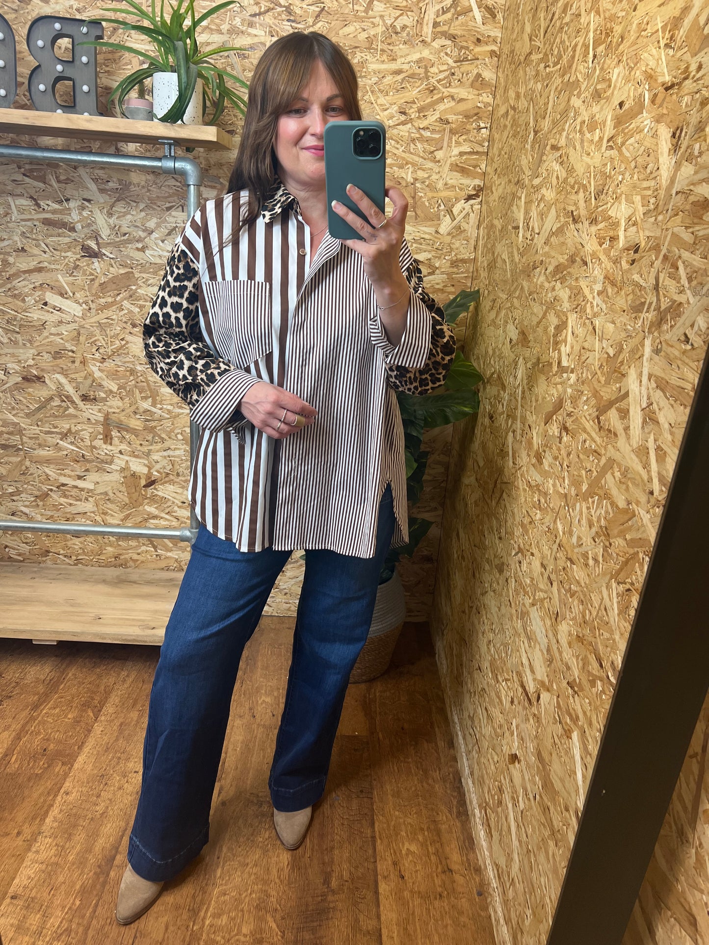 Oversized Leopard Stripe Shirt