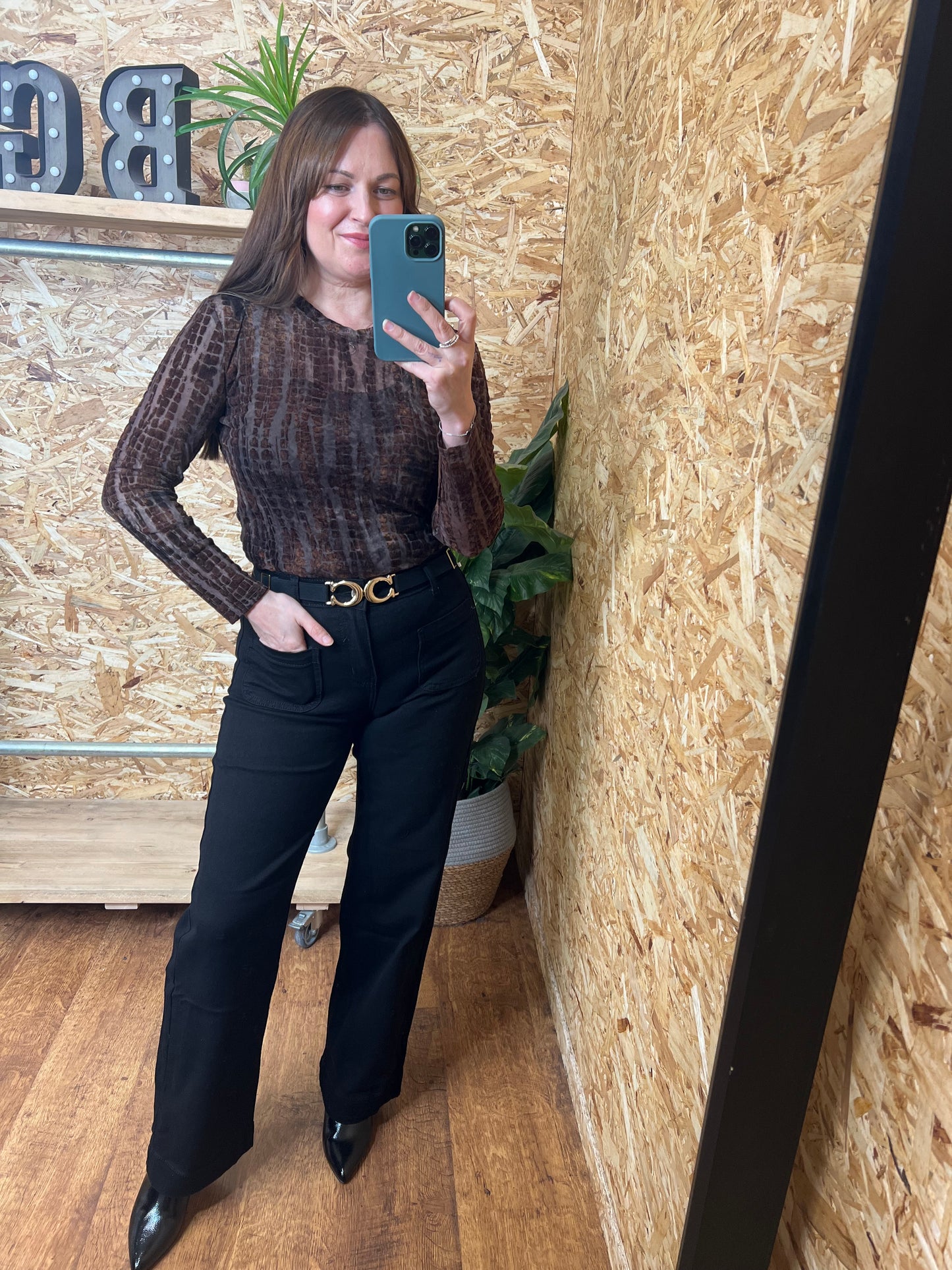 Devore Velvet Mesh Top