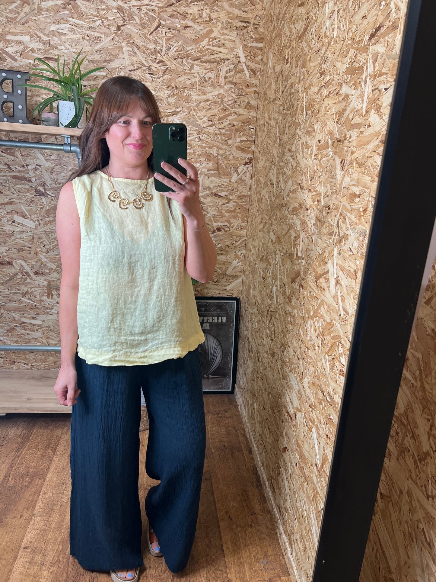 Linen Button Back Top